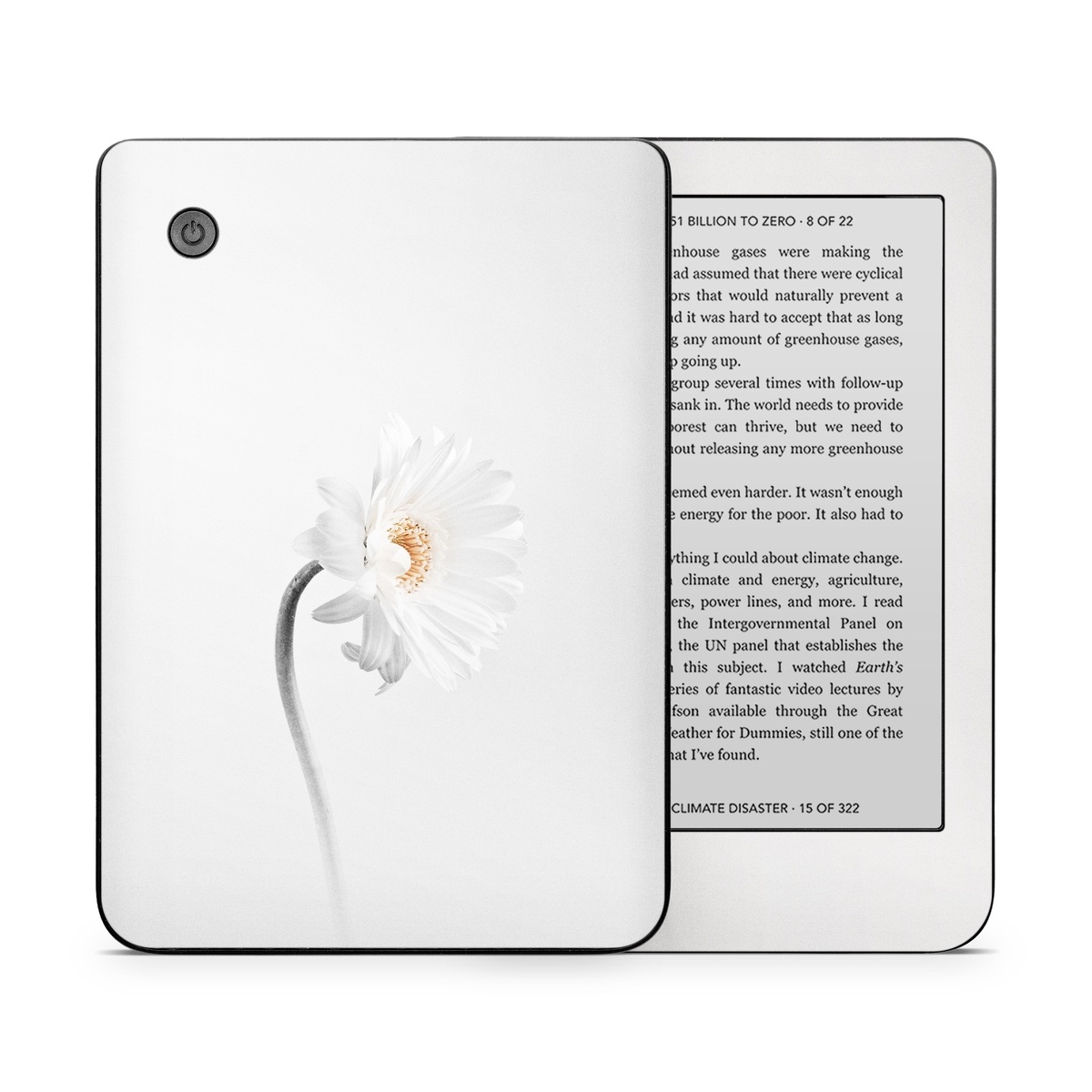 Kobo Clara 2E Skin design of White, Hair accessory, Headpiece, Gerbera, Petal, Flower, Plant, Still life photography, Headband, Fashion accessory, with white, gray colors