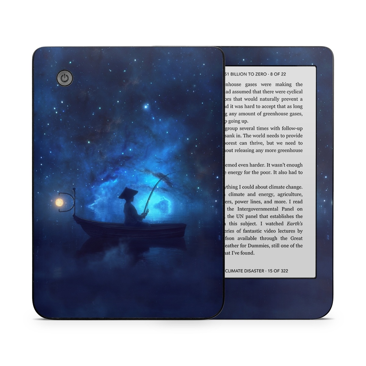 Kobo Clara 2E Skin design of Sky, Night, Atmosphere, Light, Atmospheric phenomenon, Darkness, Screenshot, Space, Midnight, Moonlight, with white, blue, black, green, orange colors