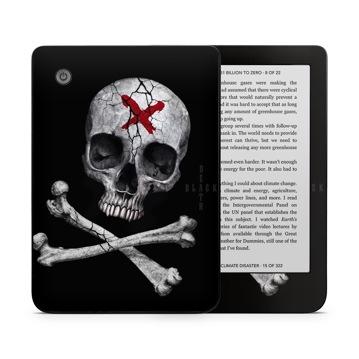 Kobo Clara 2E Skin design of Bone, Skull, Skeleton, Jaw, Illustration, Animation, Fictional character, Still life photography, with black, white, gray colors