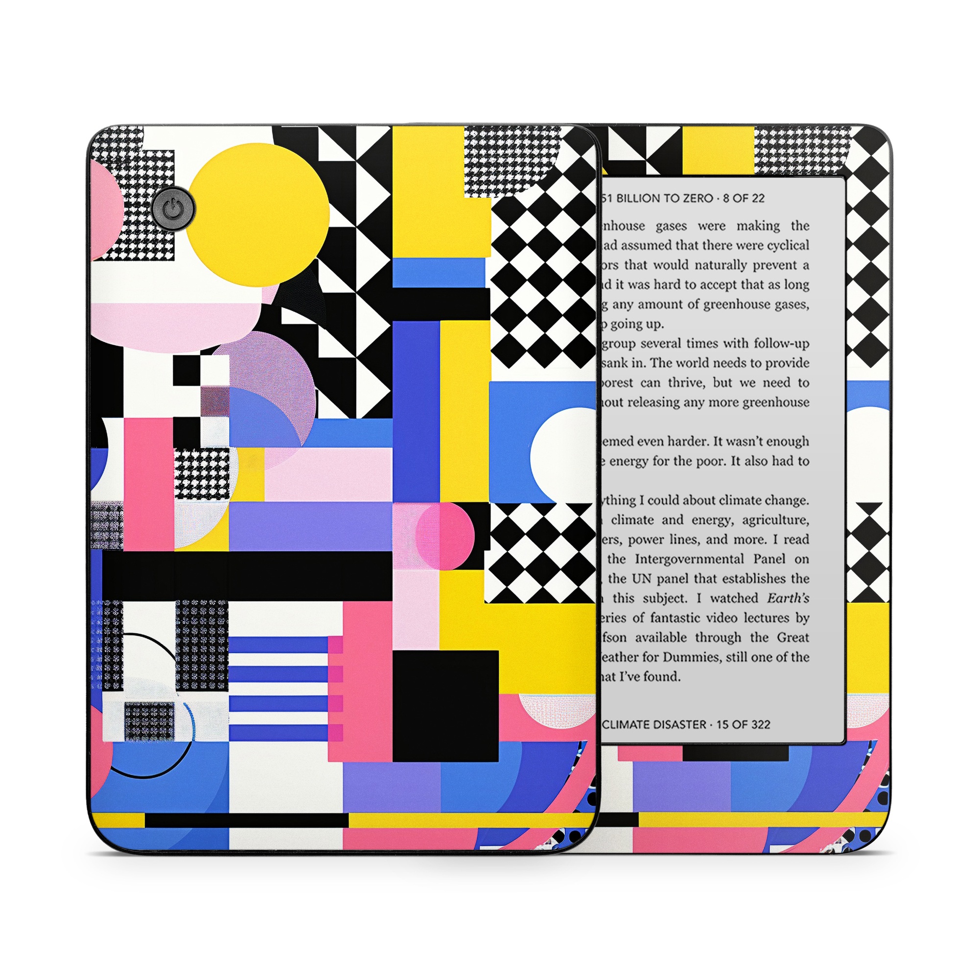 Kobo Clara 2E Skin design of White, Black, Rectangle, Font, Art, Red, Pattern, Tints and shades, Circle, Electric blue, with blue, white, black, yellow, pink, purple colors