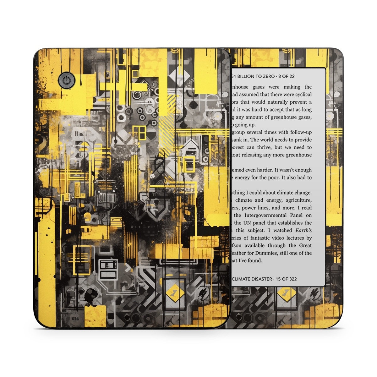 Kobo Clara 2E Skin design of Rectangle, Yellow, Font, Art, City, Engineering, Tints and shades, Pattern, Symmetry, Space, with black, white, gray, yellow colors