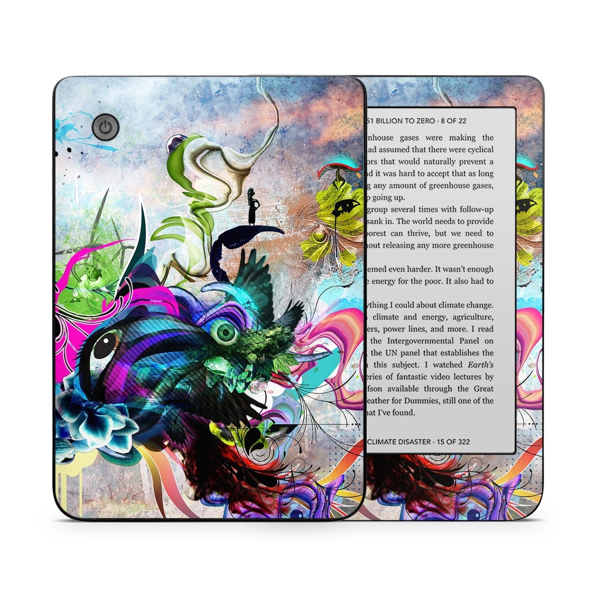 Kobo Clara 2E Skin design of Graphic design, Psychedelic art, Art, Illustration, Purple, Visual arts, Graffiti, Street art, Design, Painting, with gray, black, blue, green, purple colors