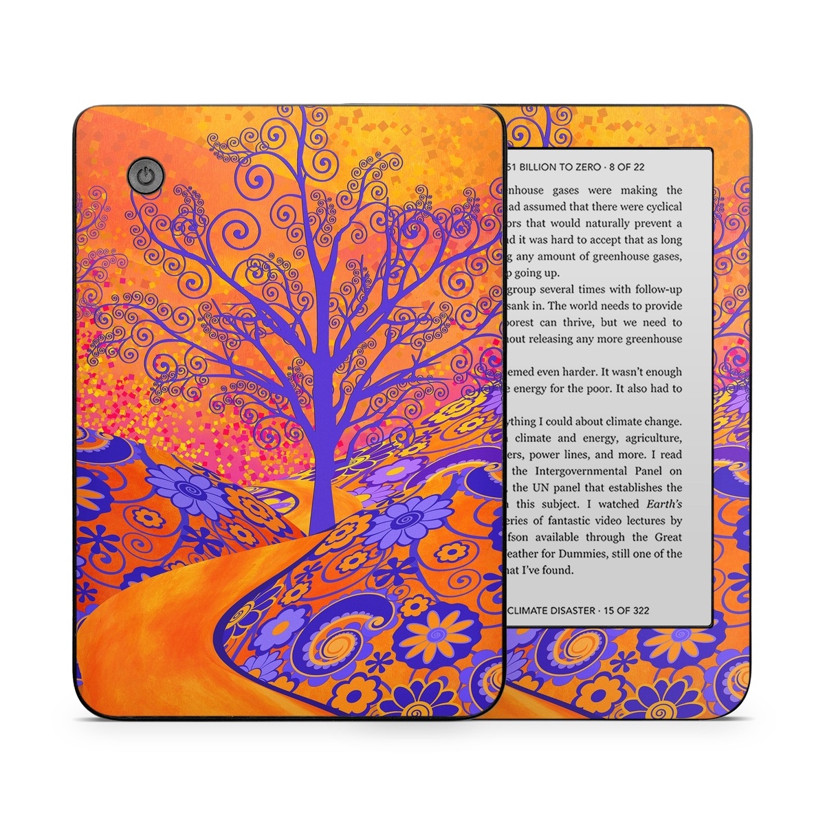Kobo Clara 2E Skin design of Blue, Orange, Art, Acrylic paint, Modern art, Pattern, Visual arts, Painting, Majorelle blue, Psychedelic art, with orange, yellow, red, purple colors