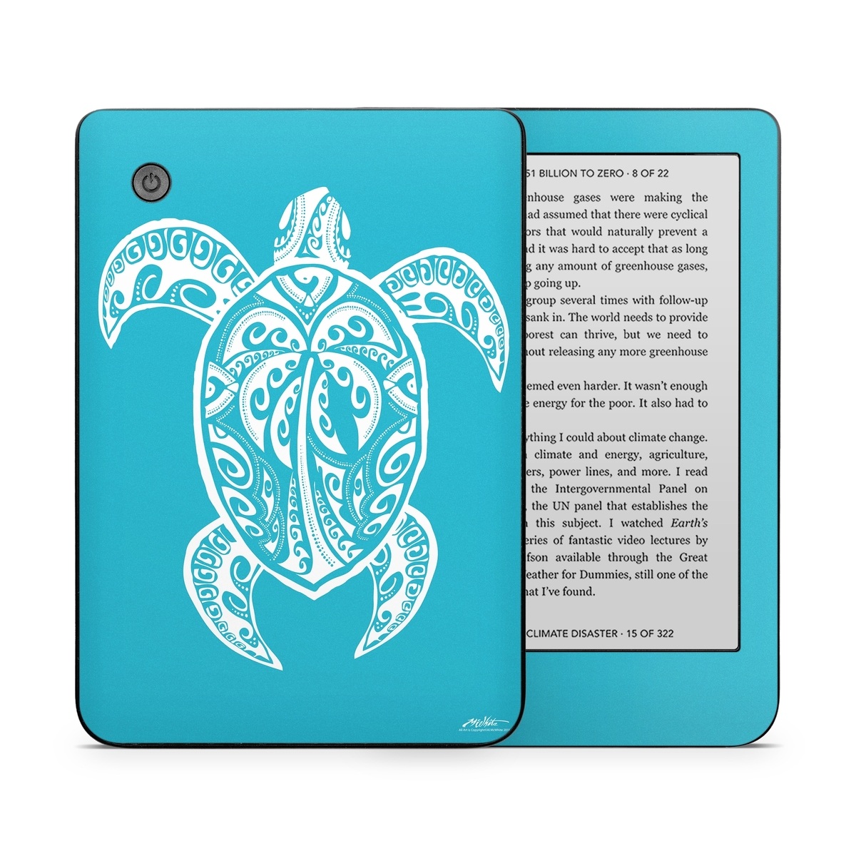 Kobo Clara 2E Skin design of Sea turtle, Turtle, Green sea turtle, Reptile, Illustration, with blue, white colors