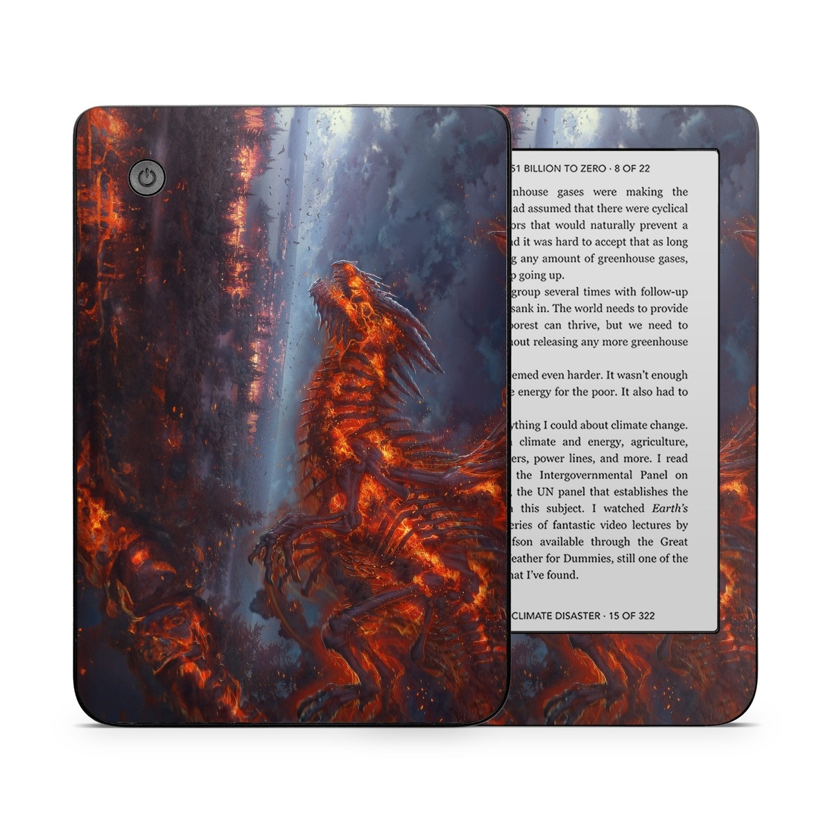 Kobo Clara 2E Skin design of Geological phenomenon, Dragon, Cg artwork, Sky, Flame, Fictional character, Mythology, Lava, Demon, Heat, with red, blue, black colors