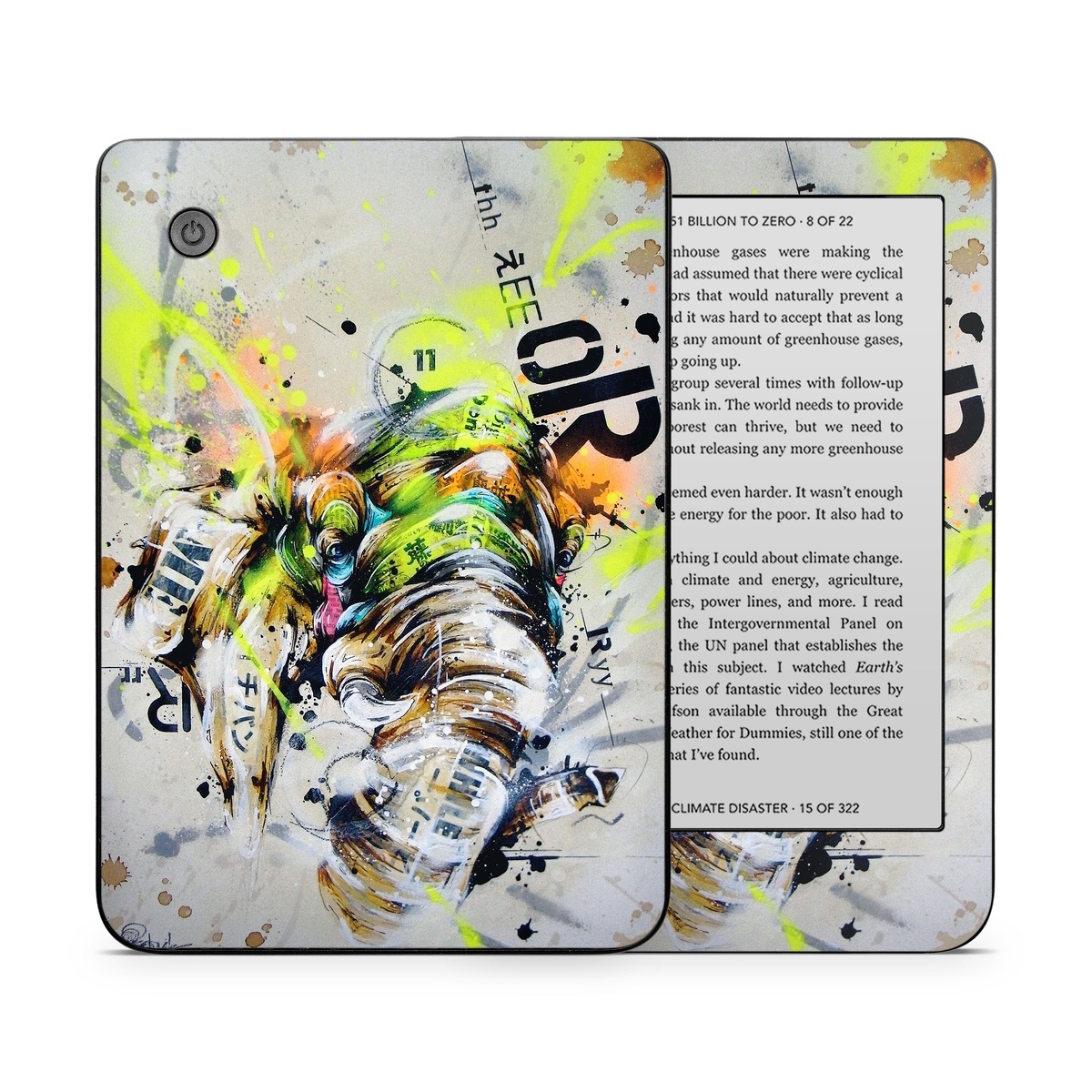 Kobo Clara 2E Skin design of Watercolor paint, Graphic design, Illustration, Acrylic paint, Art, Modern art, Painting, Visual arts, Paint, Graphics, with gray, black, green, red, blue colors