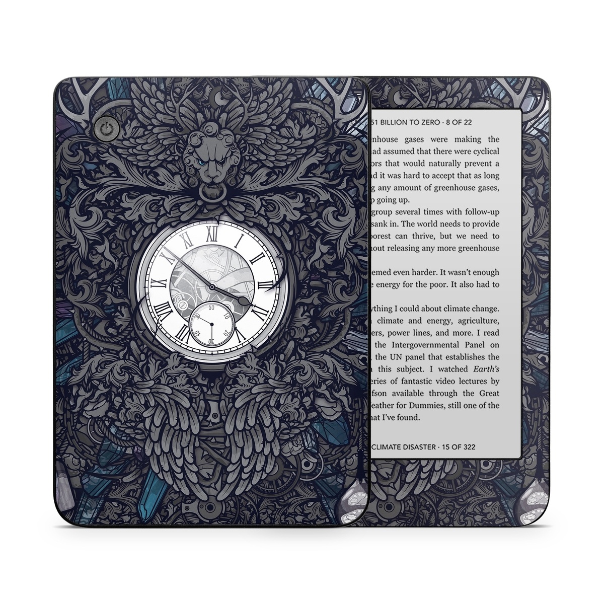 Kobo Clara 2E Skin design of Blue, Pattern, Psychedelic art, Design, Circle, Art, Font, Graphic design, Visual arts, Illustration, with black, gray colors