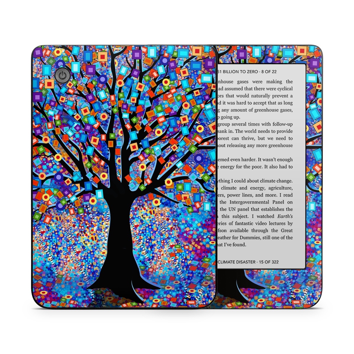 Kobo Clara 2E Skin design of Psychedelic art, Modern art, Art, with black, blue, red, orange, yellow, green, purple colors