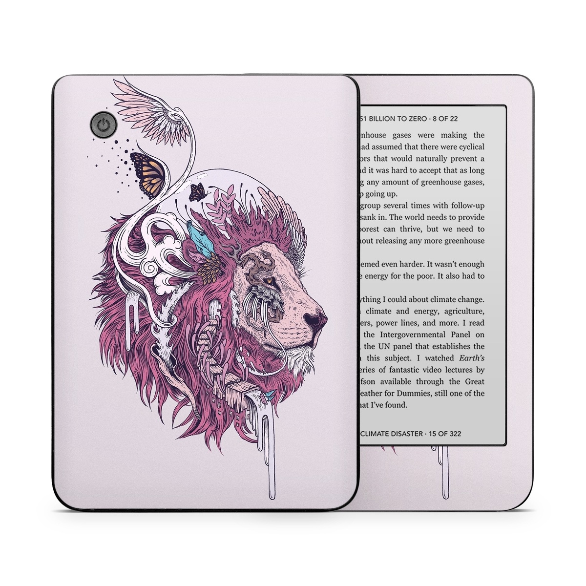 Kobo Clara 2E Skin design of Illustration, Drawing, Sketch, Art, Graphic design, Lion, Goats, Fictional character, Ink, Bison, with gray, purple, black, red colors