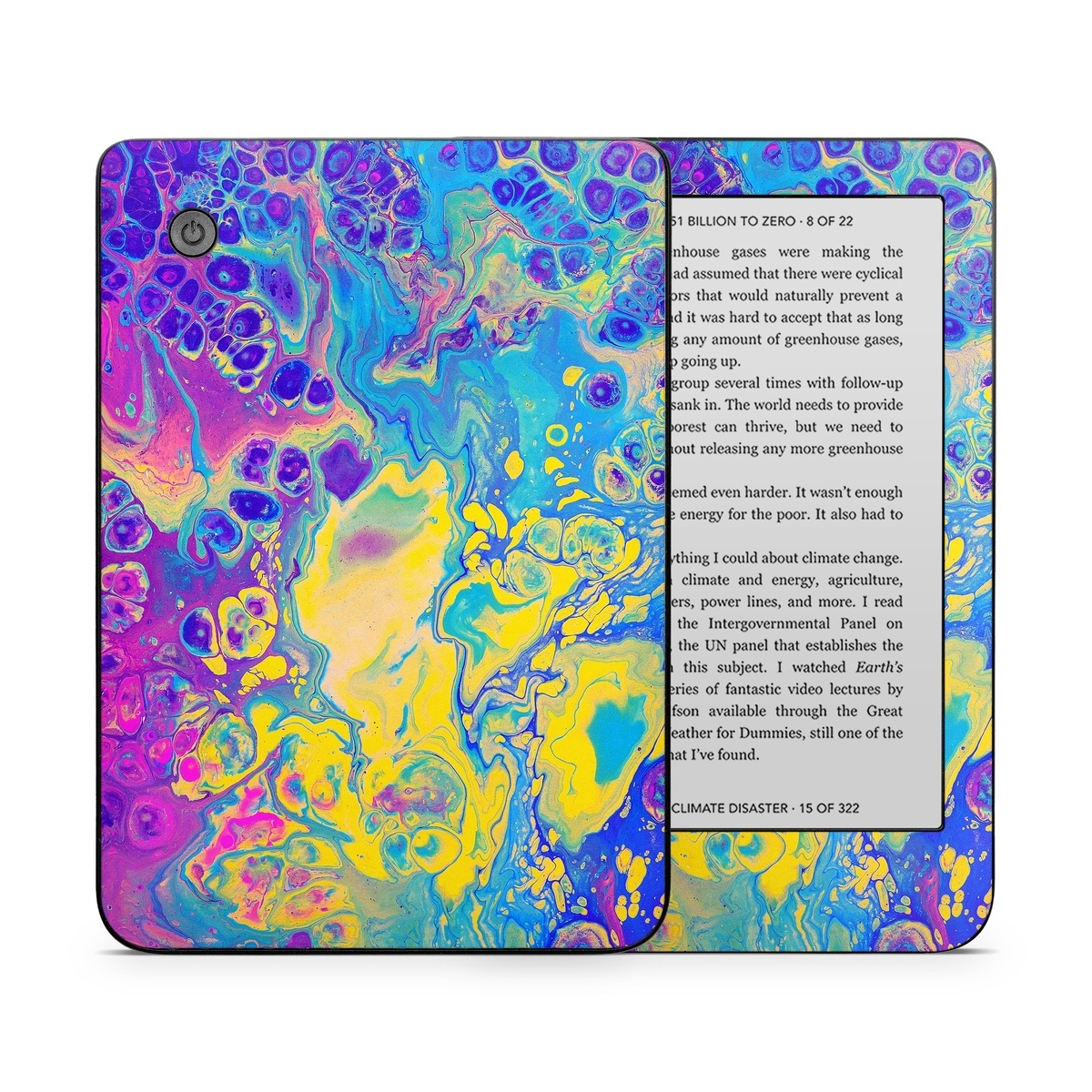 Kobo Clara 2E Skin design of Psychedelic art, Pattern, Purple, Visual arts, Design, Art, Fractal art, Electric blue, Graphic design, Graphics, with blue, yellow, purple, pink colors