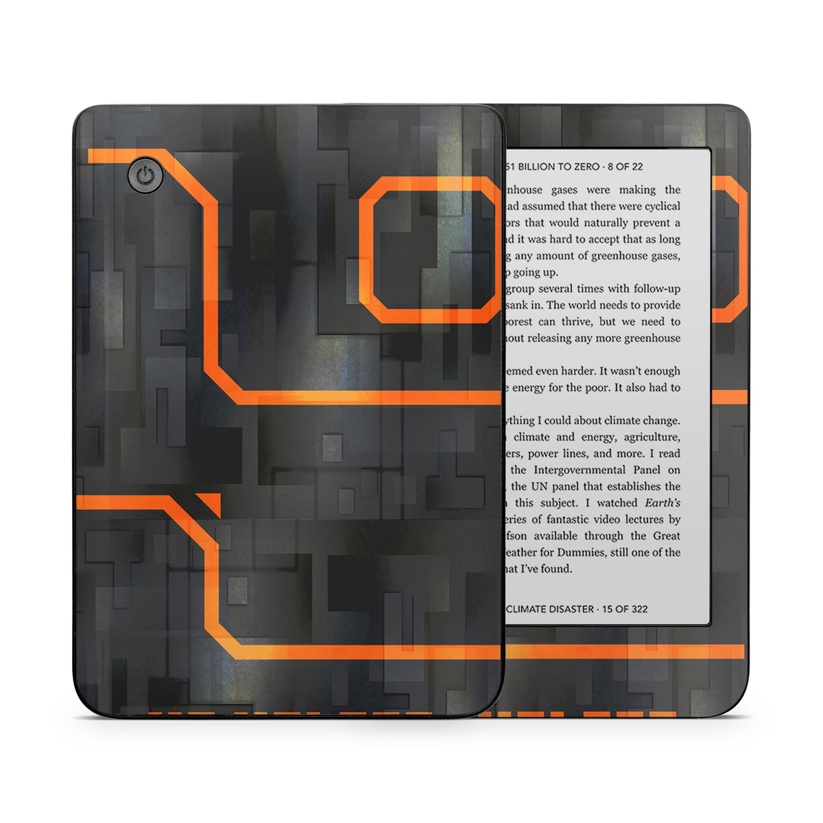 Kobo Clara 2E Skin design of Orange, Font, Parallel, Pattern, Graphics, Rectangle, Logo, Brand, Graphic design, Event, with black, orange colors