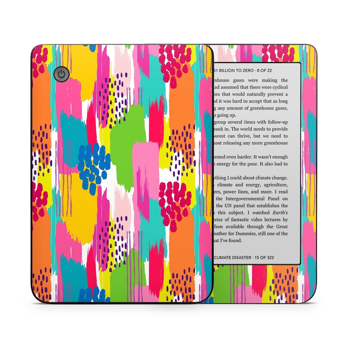 Kobo Clara 2E Skin design of Colorfulness, Textile, Rectangle, Font, Line, Painting, Art, Magenta, Material property, Pattern, with white, pink, yellow, orange, blue, red colors