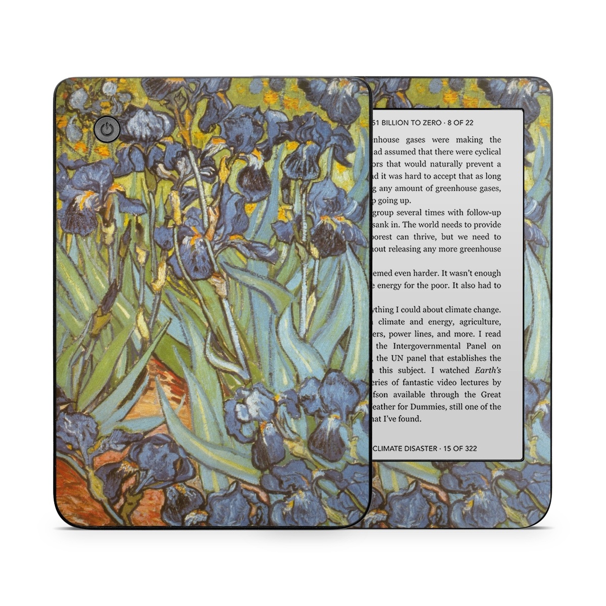 Kobo Clara 2E Skin design of Painting, Plant, Art, Flower, Iris, Modern art, Perennial plant, with gray, green, black, red, blue colors