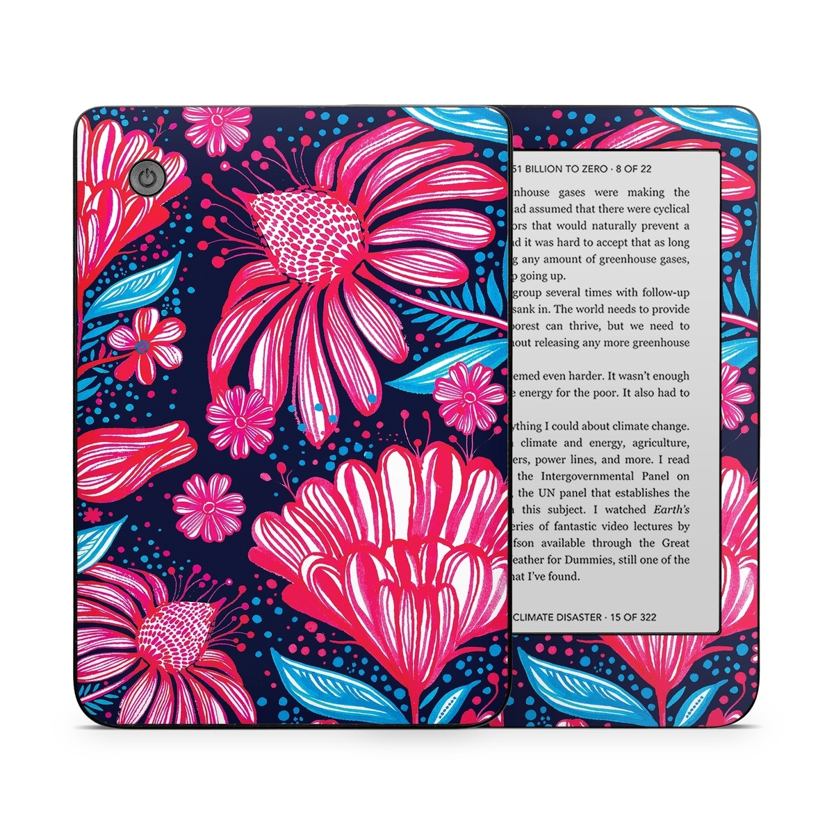 Kobo Clara 2E Skin design of Pattern, Red, Pink, Floral design, Textile, Design, Flower, Plant, Petal, with black, white, red, blue, pink colors