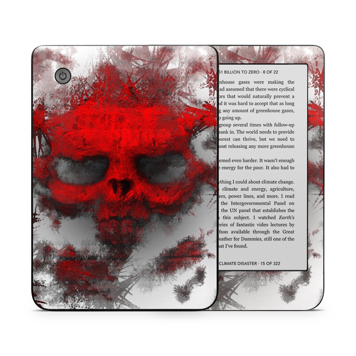 Kobo Clara 2E Skin design of Red, Graphic design, Skull, Illustration, Bone, Graphics, Art, Fictional character, with red, gray, black, white colors