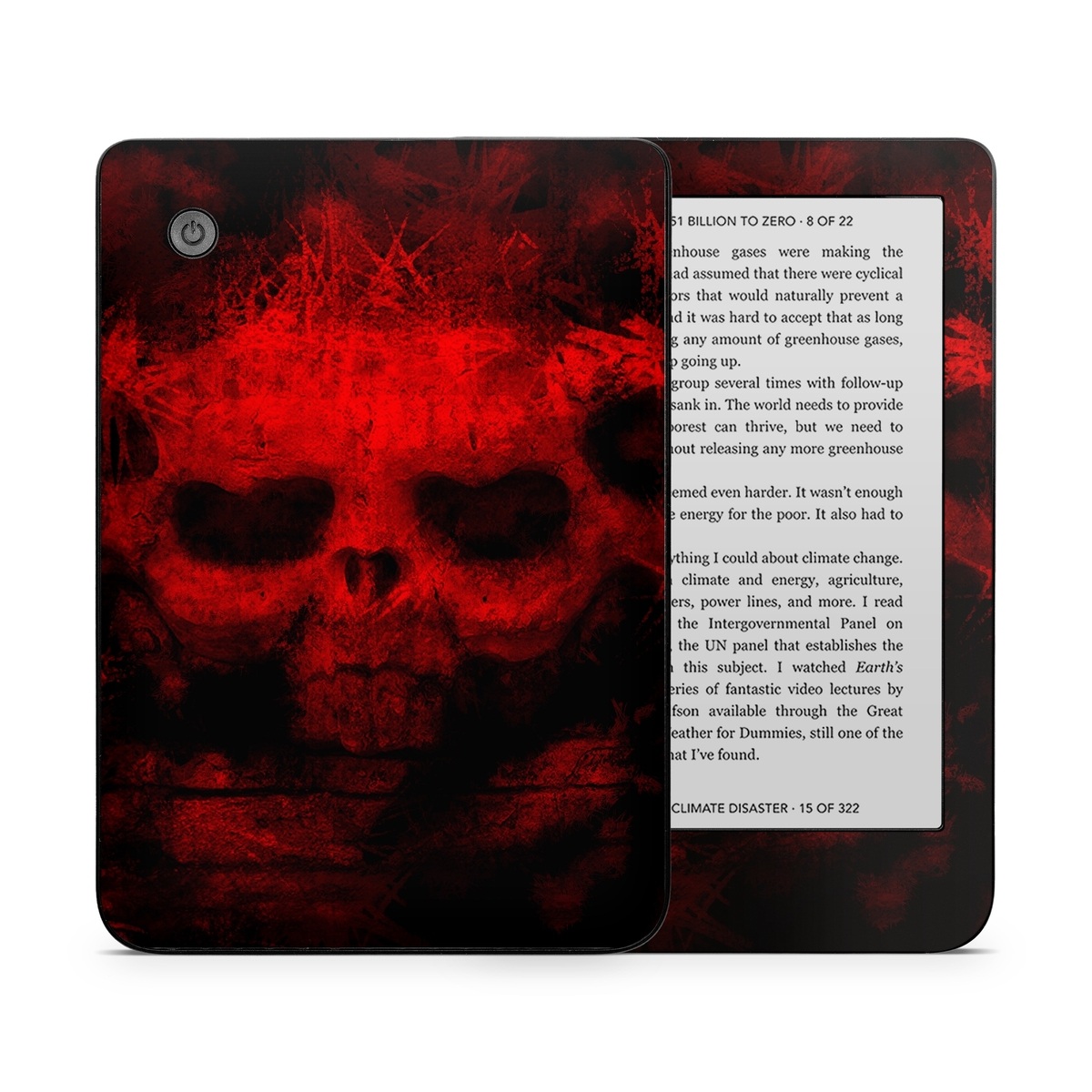 Kobo Clara 2E Skin design of Red, Skull, Bone, Darkness, Mouth, Graphics, Pattern, Fiction, Art, Fractal art, with black, red colors