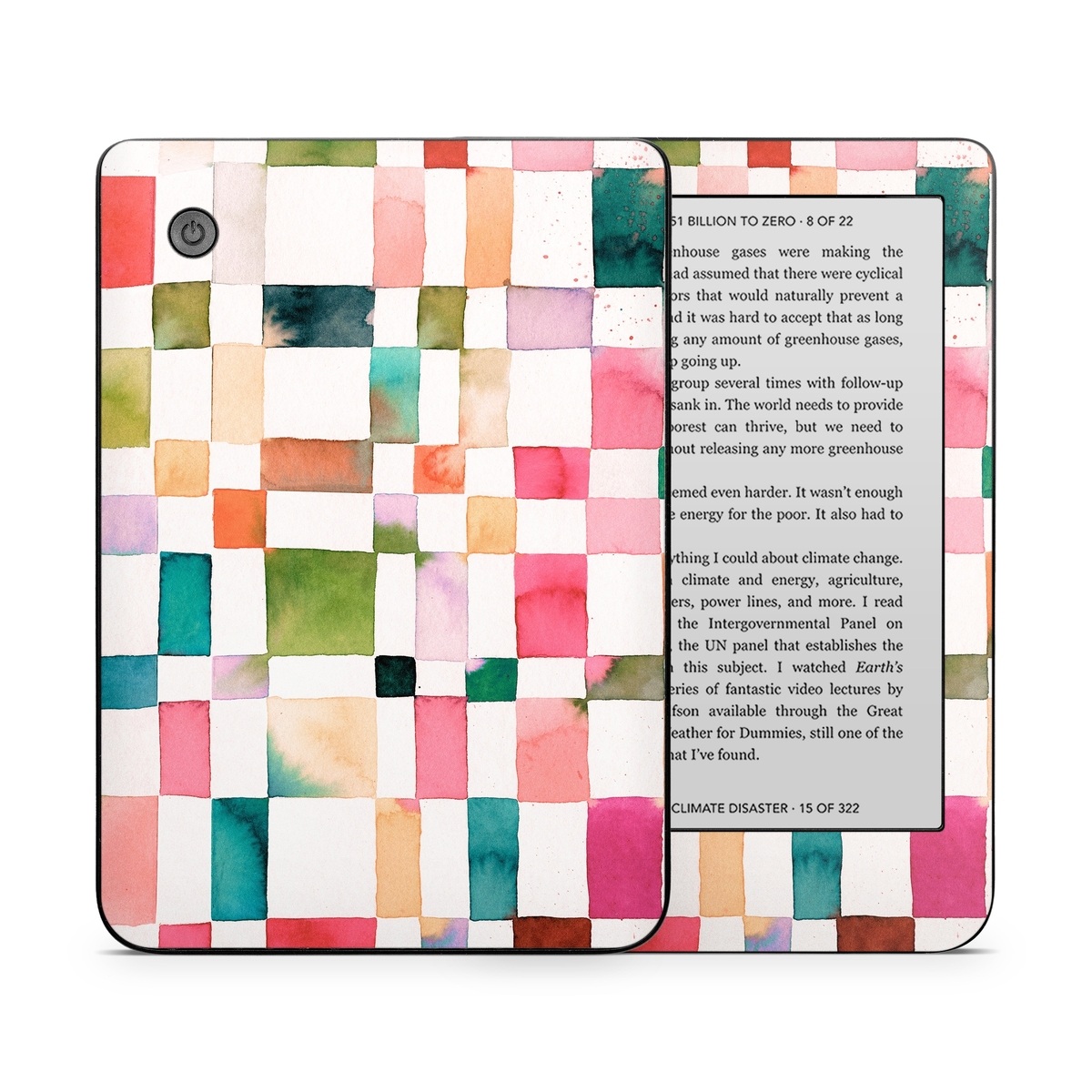 Kobo Clara 2E Skin design of Brown, Rectangle, Product, Textile, Art, Pink, Line, Aqua, Magenta, Symmetry, with white, pink, green, red, blue, orange, purple colors