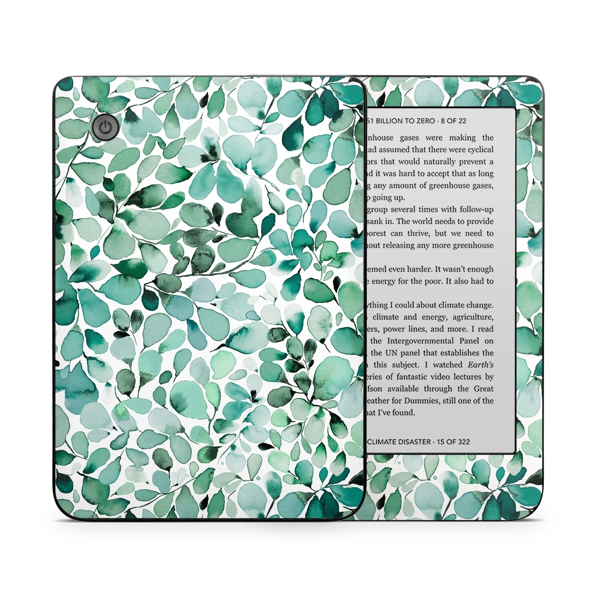 Kobo Clara 2E Skin design of Azure, Line, Aqua, Pattern, Art, Symmetry, Electric blue, Circle, Creative arts, Terrestrial plant, with white, green, black colors