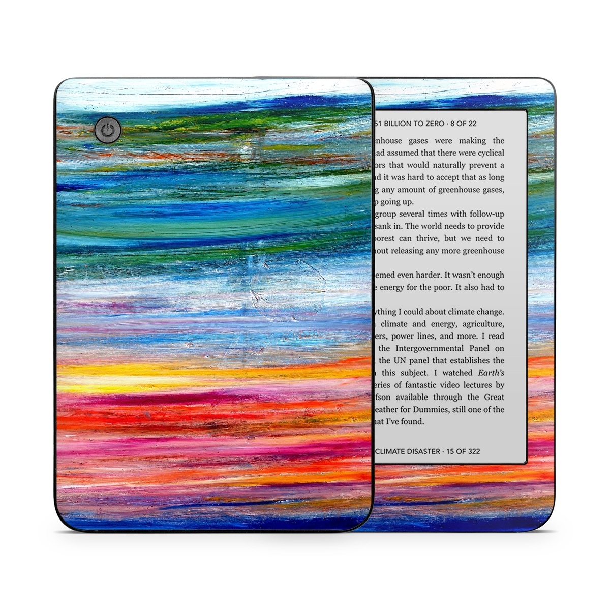 Kobo Clara 2E Skin design of Sky, Painting, Acrylic paint, Modern art, Watercolor paint, Art, Horizon, Paint, Visual arts, Wave, with gray, blue, red, black, pink colors