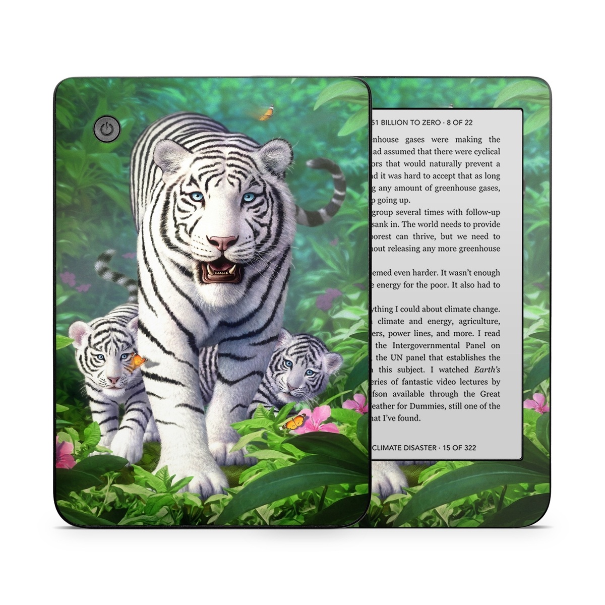 Kobo Clara 2E Skin design of Plant, Eye, Plant community, Vertebrate, Felidae, Leaf, Botany, Carnivore, Organism, Terrestrial plant, with white, black, blue, green, pink, yellow colors