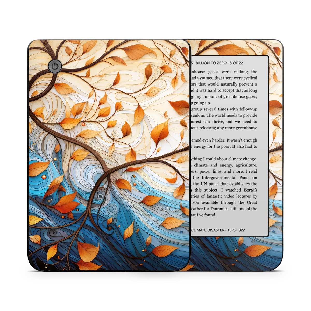 Kobo Clara 2E Skin design of Dishware, Orange, Textile, Sleeve, Serveware, Petal, Pattern, Porcelain, Electric blue, Art, with yellow, orange, red, white, blue, brown colors