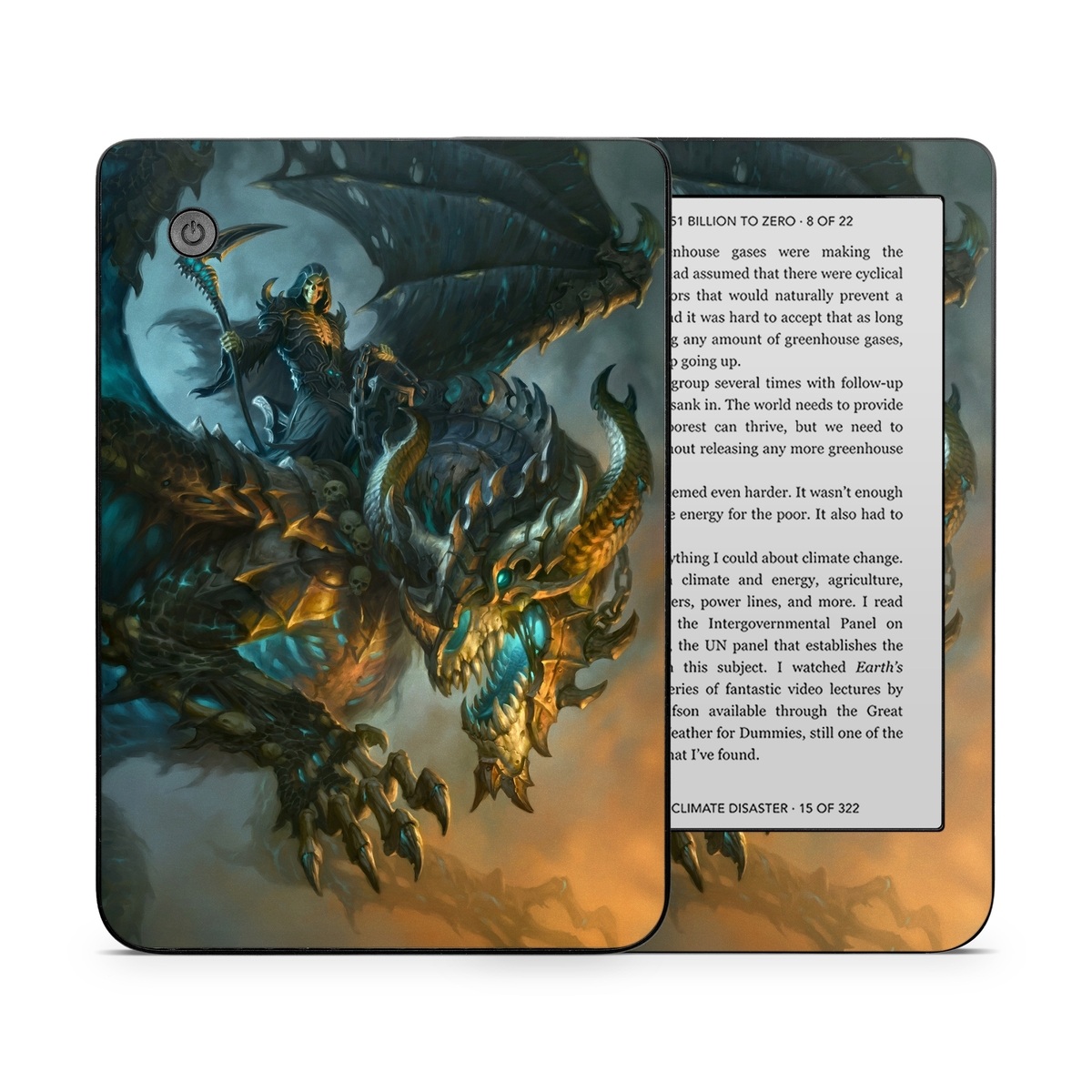 Kobo Clara 2E Skin design of Dragon, Cg artwork, Fictional character, Mythical creature, Demon, Mythology, Illustration, Cryptid, Art, with orange, yellow, black, brown, blue, white colors