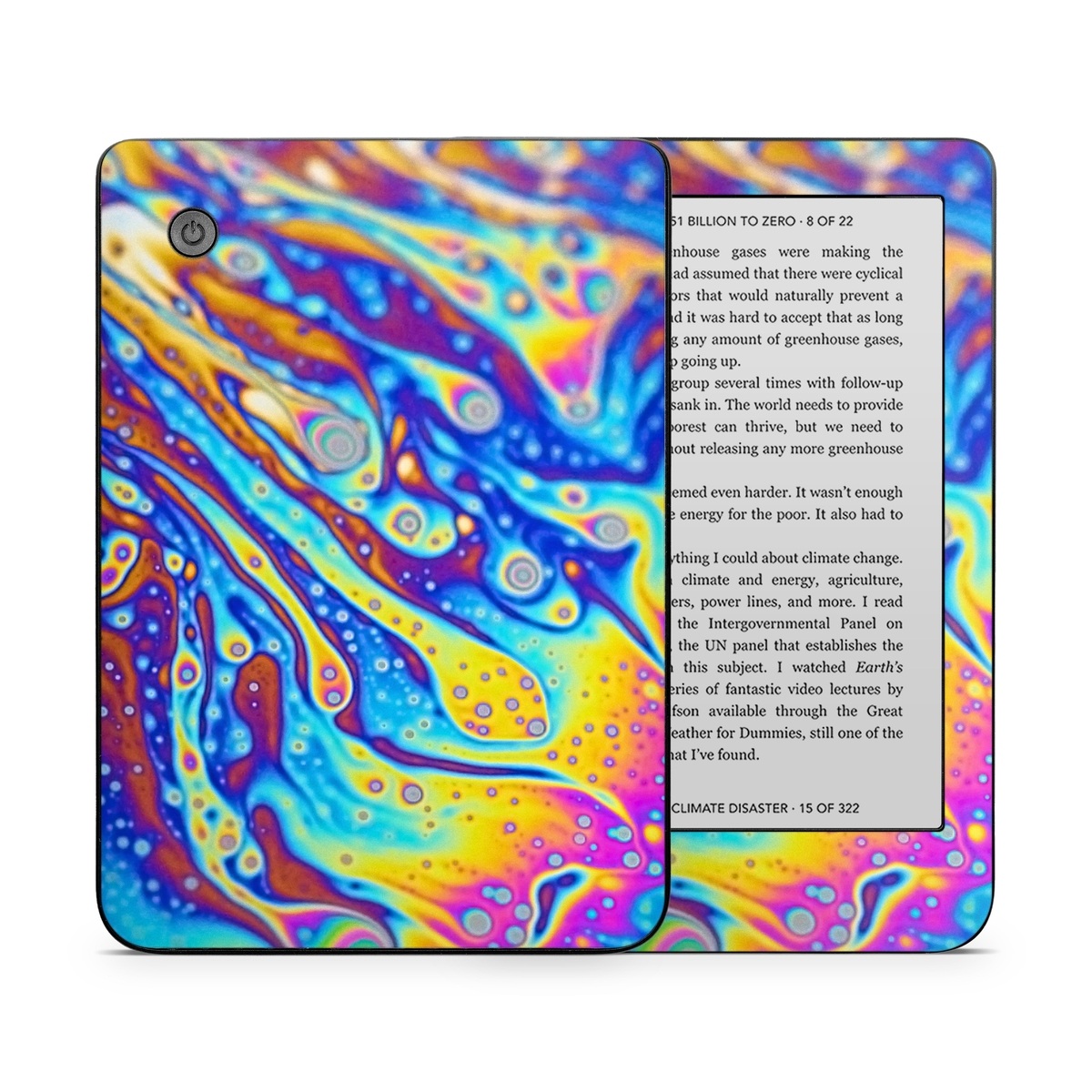 Kobo Clara 2E Skin design of Psychedelic art, Blue, Pattern, Art, Visual arts, Water, Organism, Colorfulness, Design, Textile, with gray, blue, orange, purple, green colors