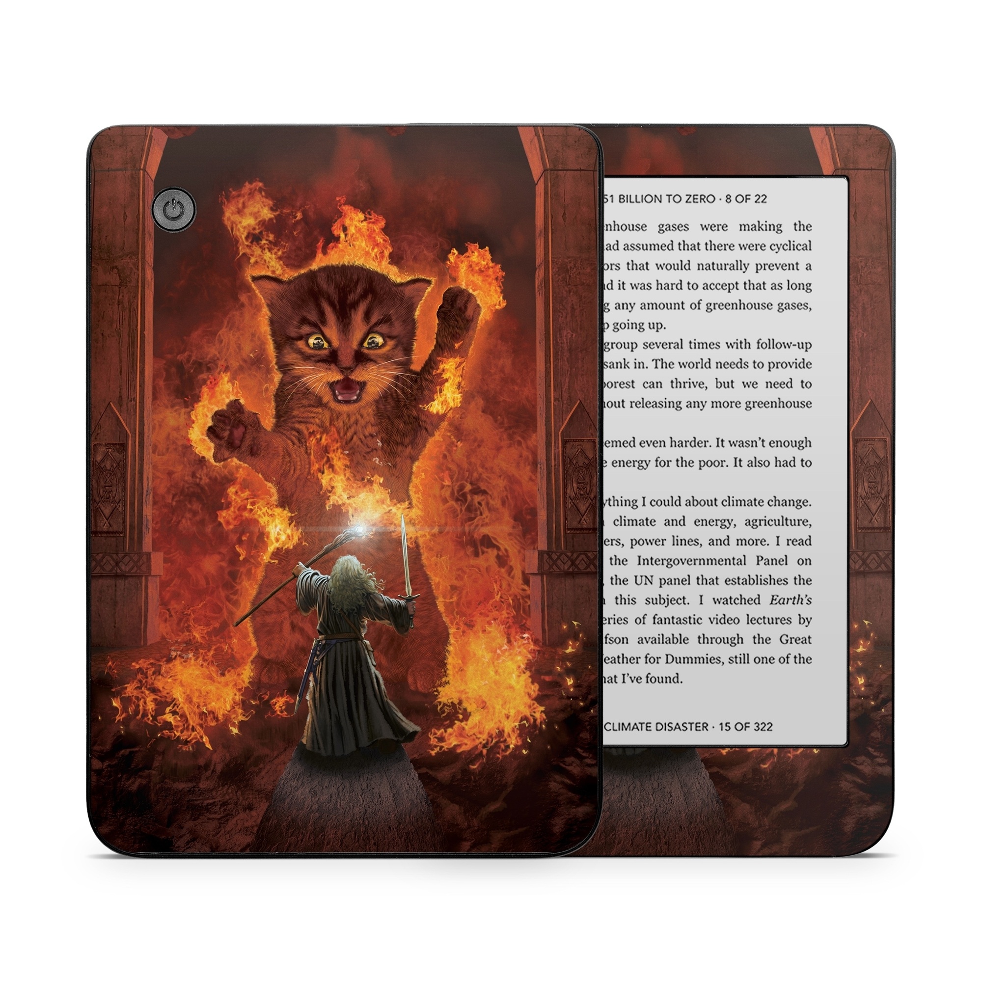 Kobo Clara 2E Skin design of Cartoon, Art, Carnivore, Cg artwork, Felidae, Supernatural creature, Big cats, Heat, Fictional character, Darkness, with black, red, white, gray, yellow colors