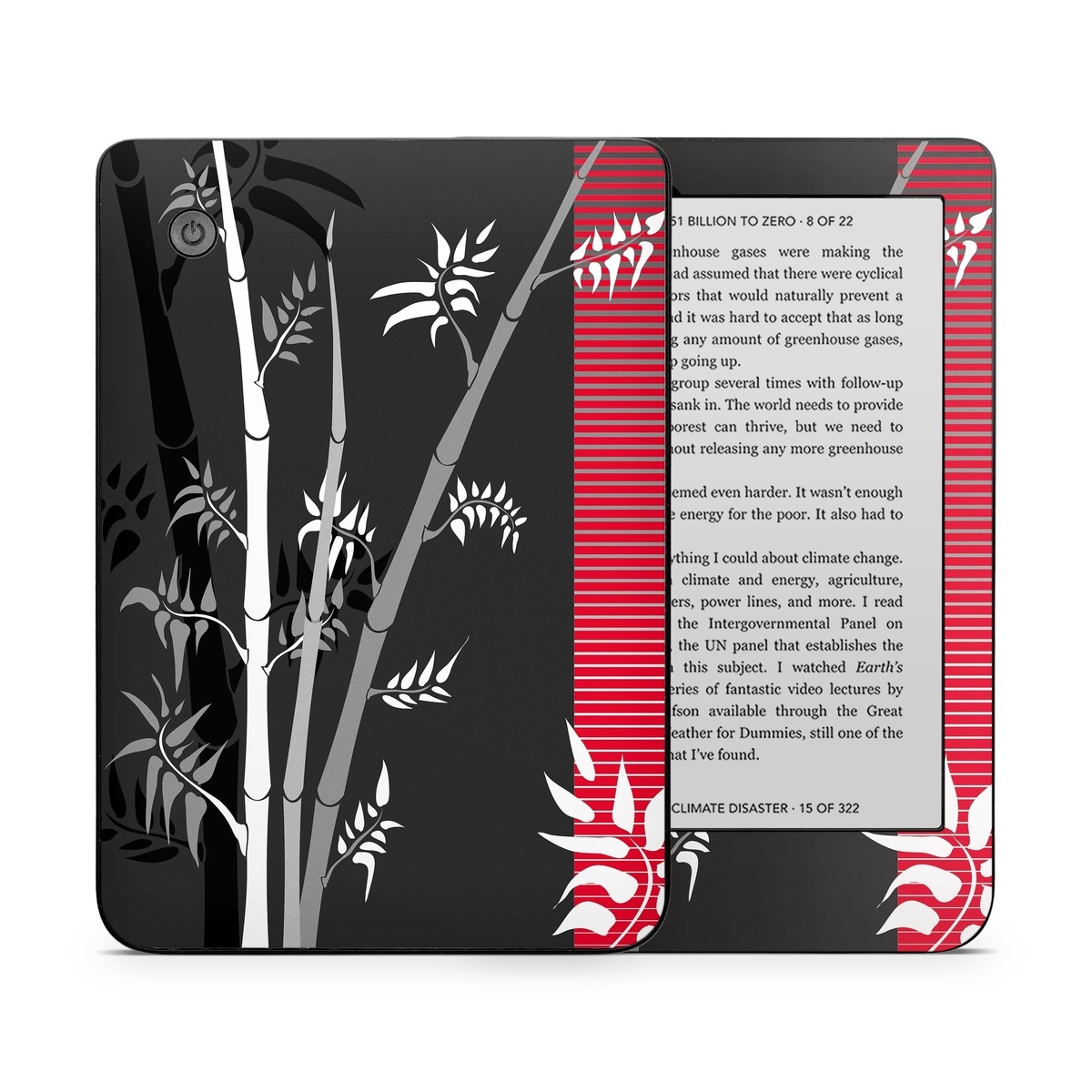 Kobo Clara 2E Skin design of Tree, Branch, Plant, Graphic design, Bamboo, Illustration, Plant stem, Black-and-white, with black, red, gray, white colors