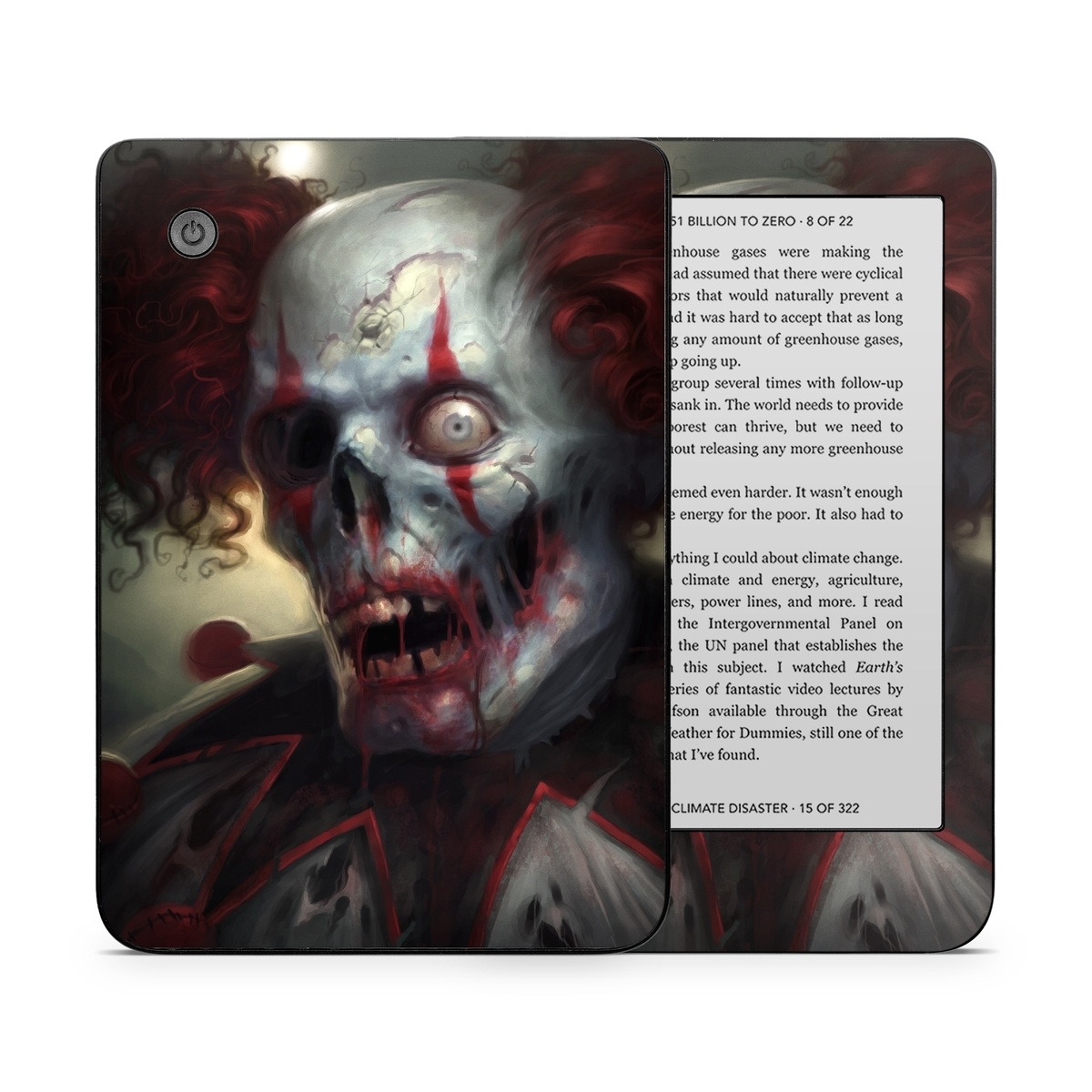 Kobo Clara 2E Skin design of Illustration, Fictional character, Fiction, Supervillain, Demon, Art, Zombie, Ghost, Supernatural creature, Flesh, with black, gray, green, red colors