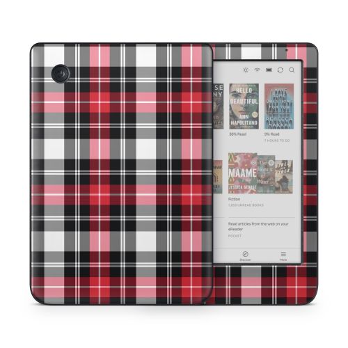 Red Plaid Kobo Clara Colour Skin