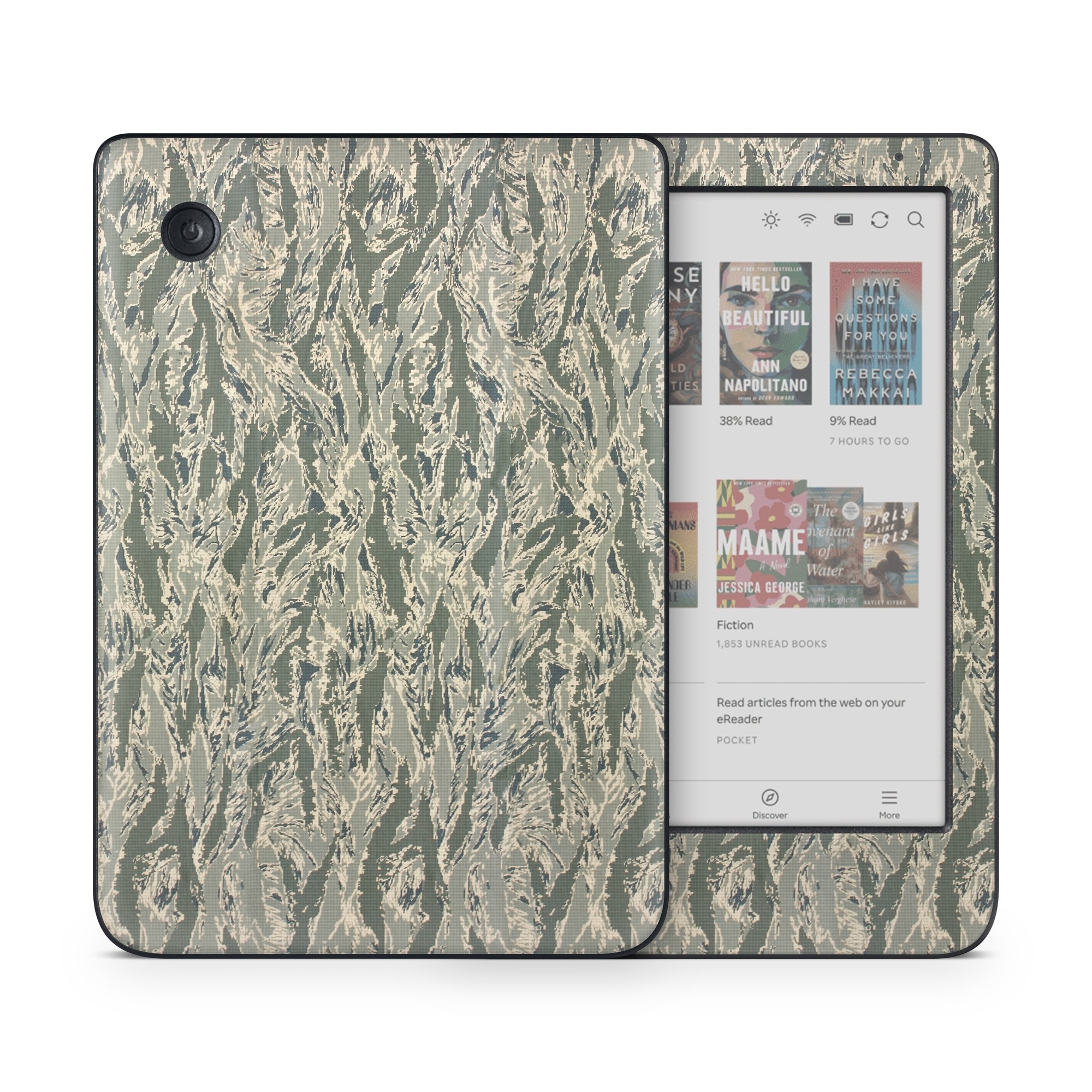 Kobo Clara Colour Skin design of Pattern, Grass, Plant, with gray, green colors