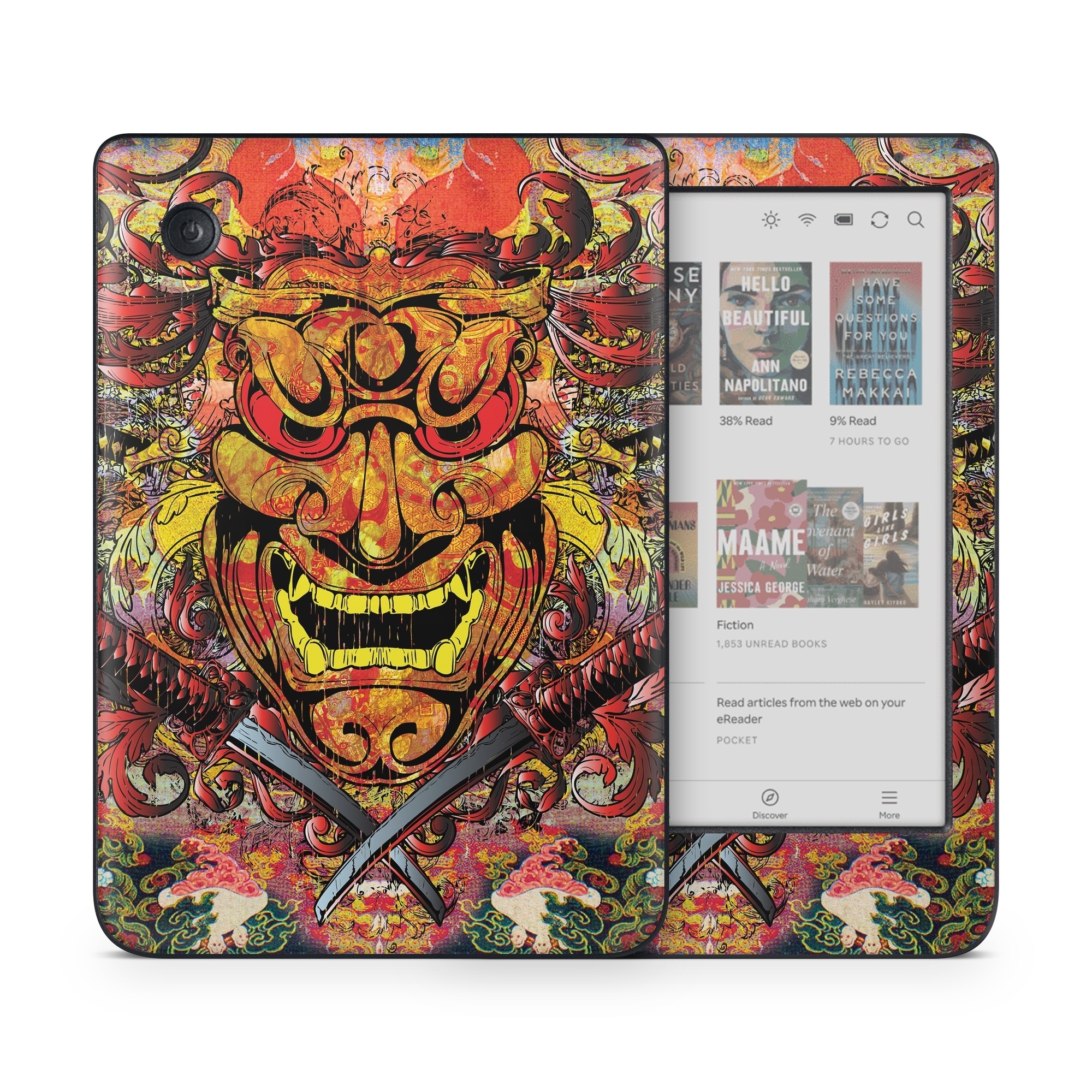 Kobo Clara Colour Skin design of Art, Psychedelic art, Visual arts, Illustration, Fictional character, Demon, with red, orange, yellow colors