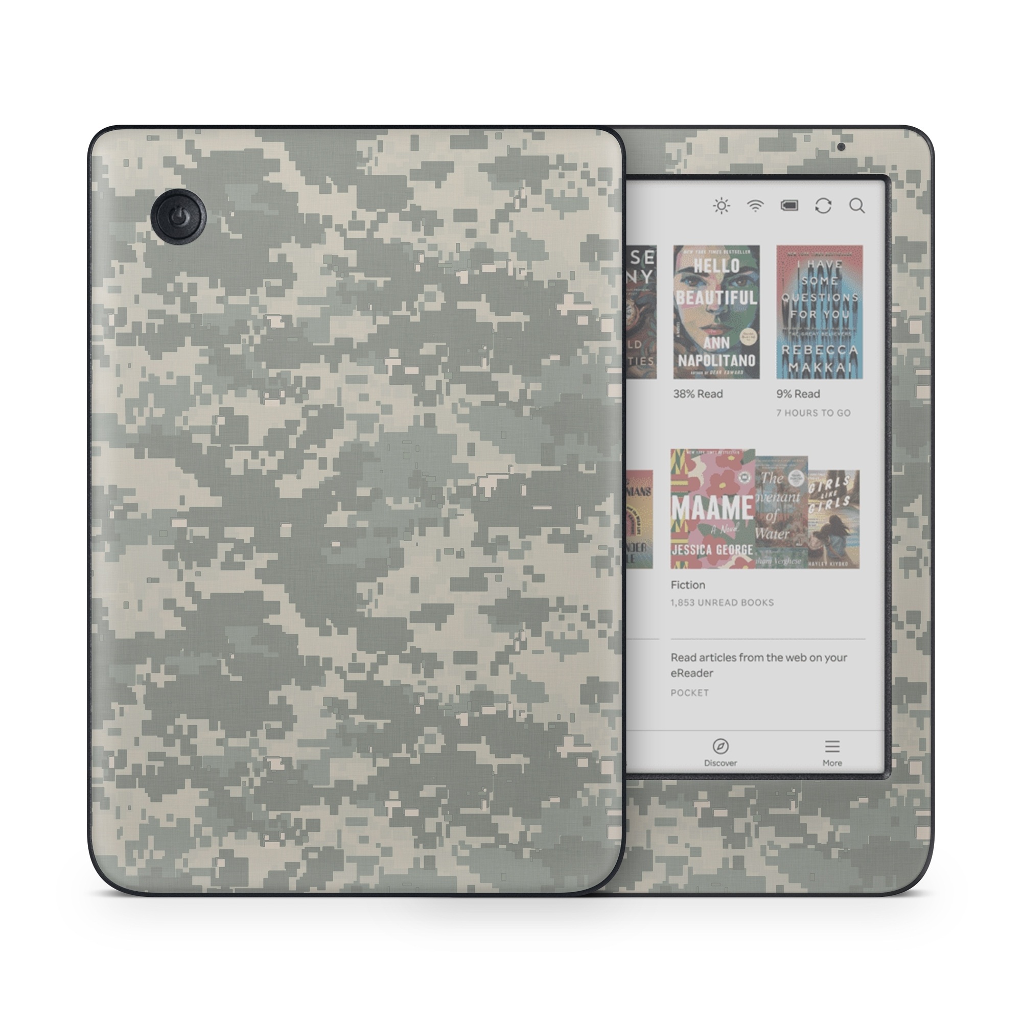 Kobo Clara Colour Skin design of Military camouflage, Green, Pattern, Uniform, Camouflage, Design, Wallpaper, with gray, green colors