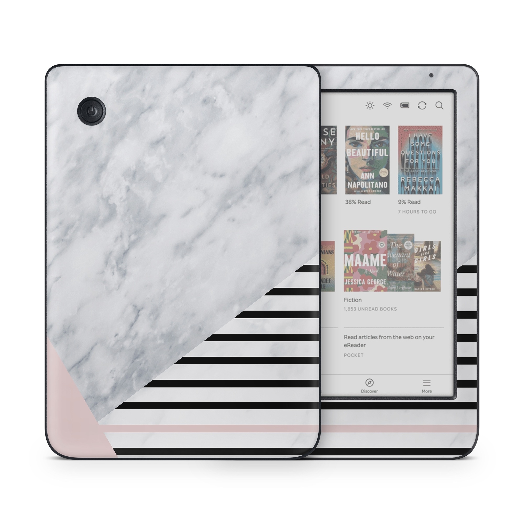 Kobo Clara Colour Skin design of White, Line, Architecture, Stairs, Parallel, with gray, black, white, pink colors