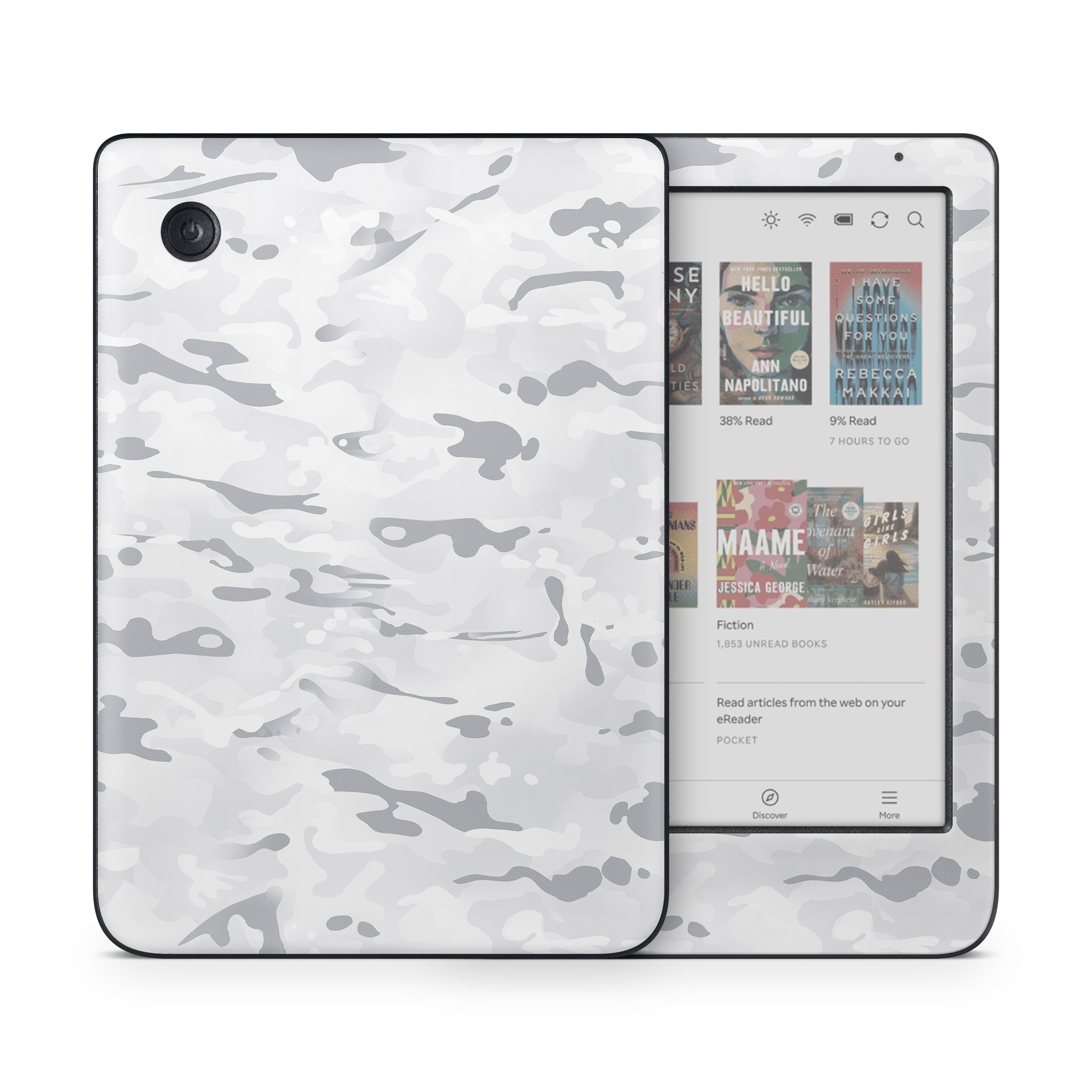 Kobo Clara Colour Skin design of Vertebrate, Mammal, Grey, Pattern, Monochrome, Art, Monochrome photography, Rock, Font, Winter, with white, gray colors