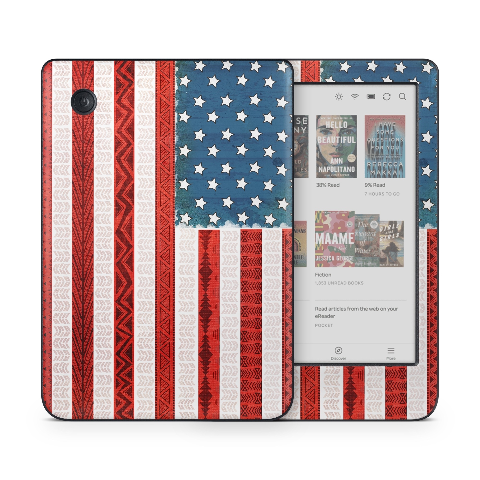 Kobo Clara Colour Skin design of Flag, Flag of the united states, Red, Flag Day (USA), Line, Pattern, Textile, Independence day, Veterans day, Tablecloth, with red, blue, white colors