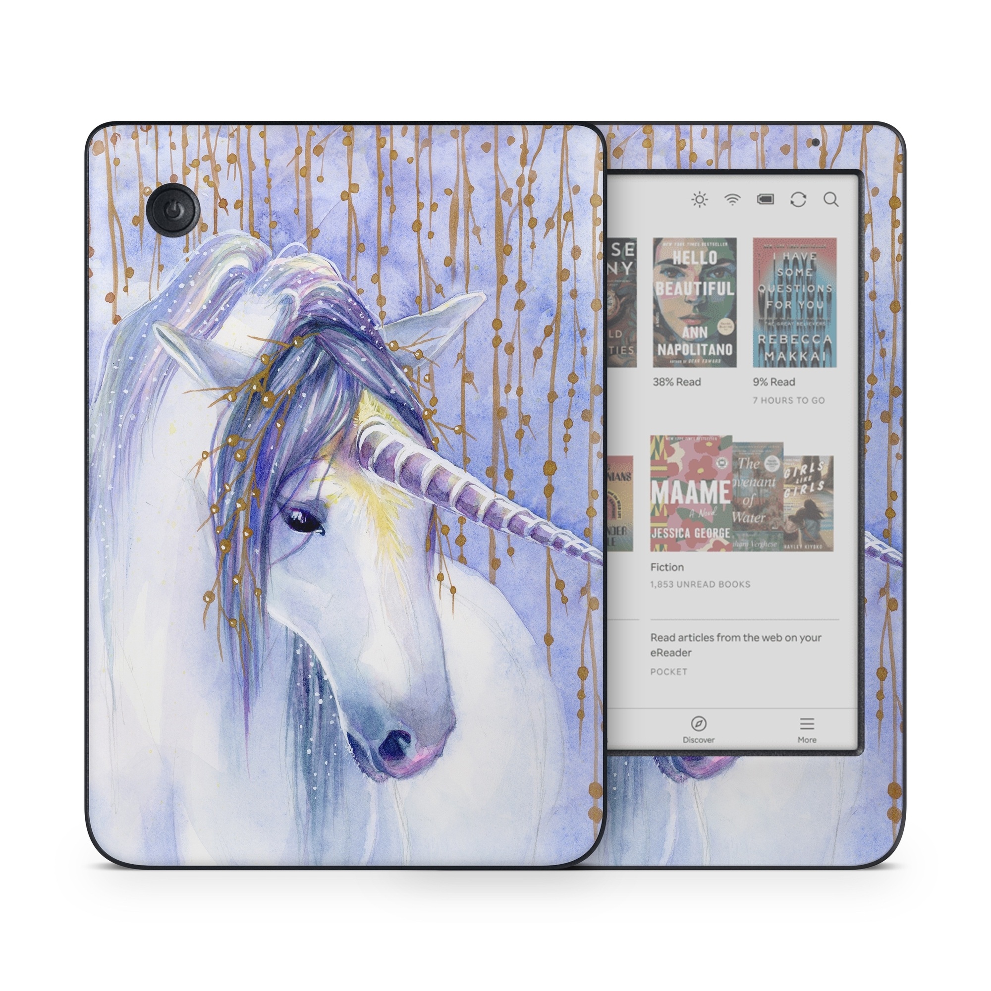 Kobo Clara Colour Skin design of Horse, Eyelash, Painting, Working animal, Line, Art, Paint, Snout, Pack animal, Illustration, with white, purple, brown, yellow colors