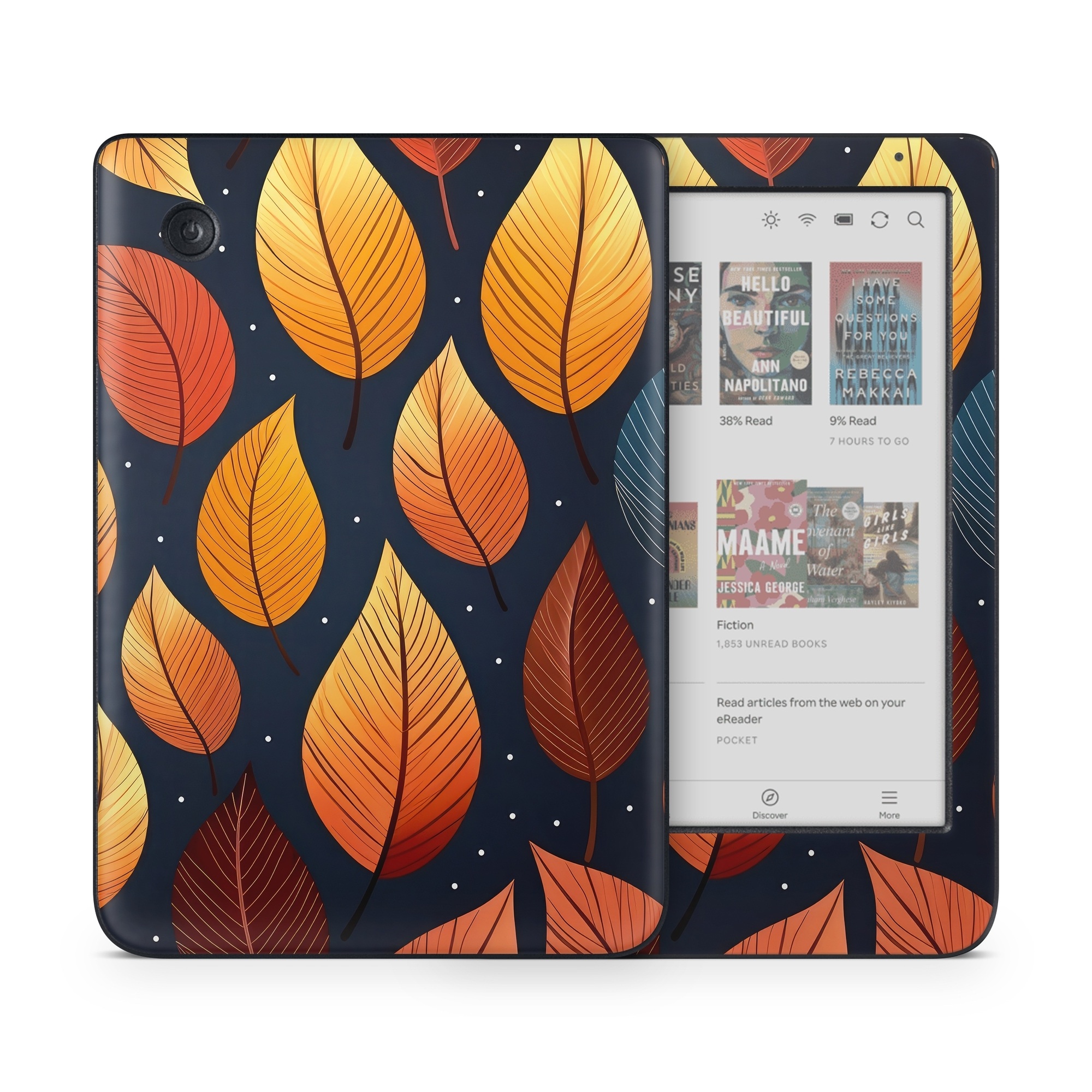 Kobo Clara Colour Skin design of Amber, Orange, Lighting, Sunlight, Font, Art, Material property, Symmetry, Wood, Circle, with yellow, orange, black, white, red colors
