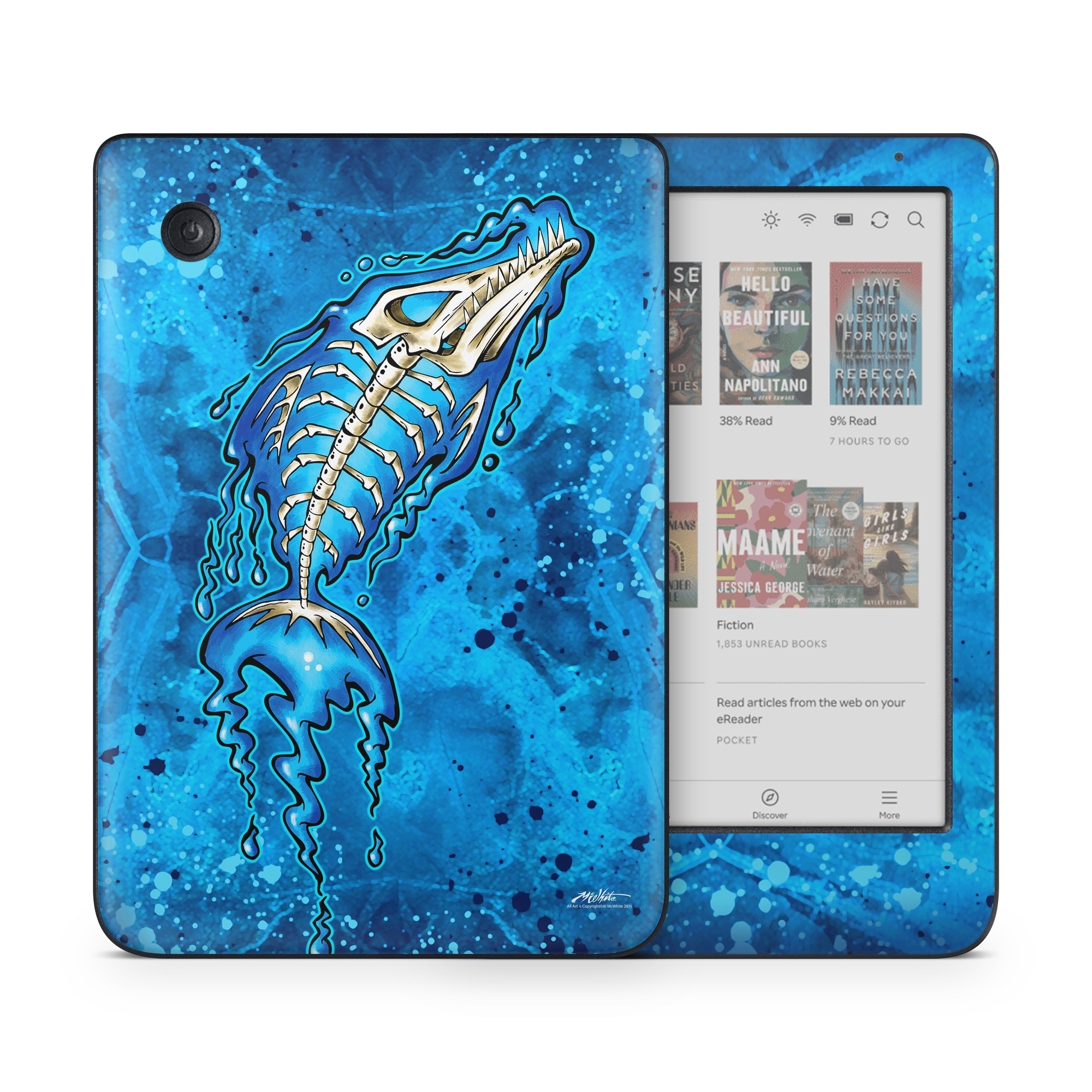 Kobo Clara Colour Skin design of Blue, Water, Aqua, Electric blue, Illustration, Graphic design, Liquid, Graphics, Marine biology, Art, with blue, white colors