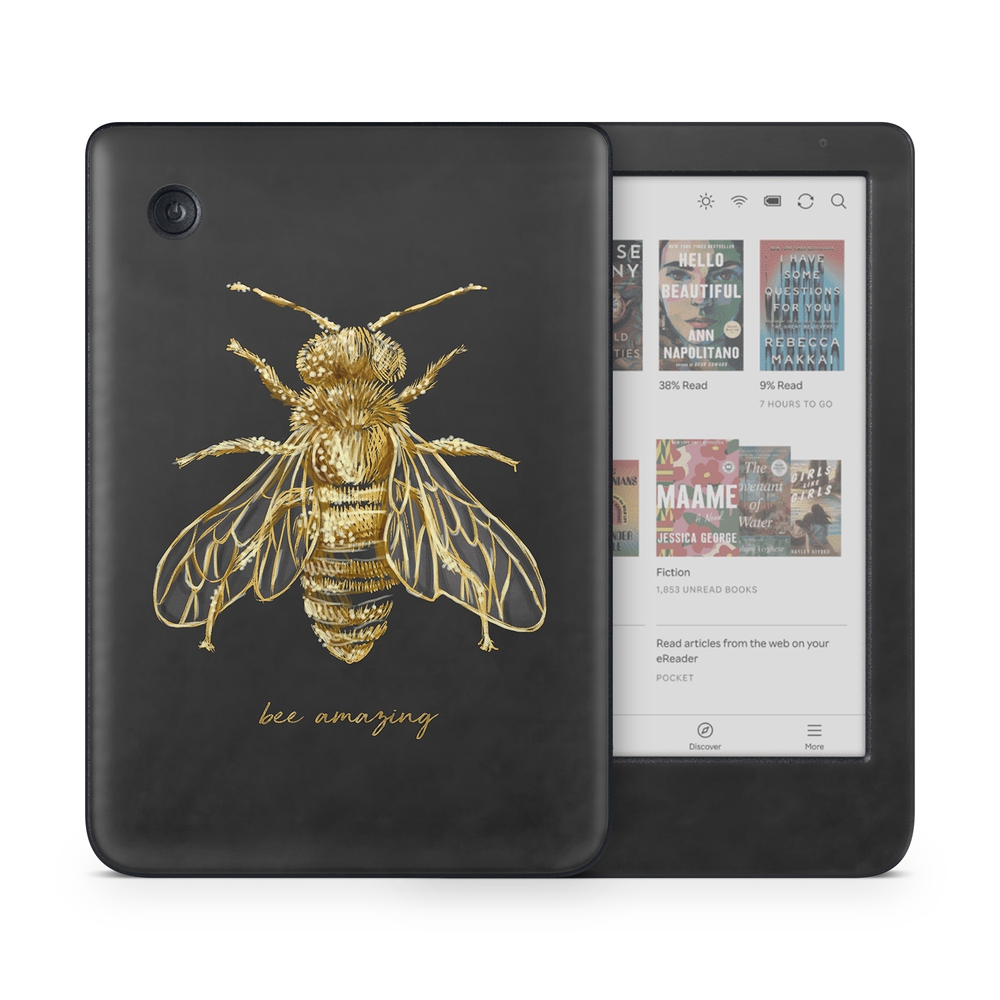 Kobo Clara Colour Skin design of Insect, Invertebrate, Membrane-winged insect, Arthropod, Pest, Net-winged insects, Bee, Cicada, Macro photography, Pollinator, with black, yellow, white colors