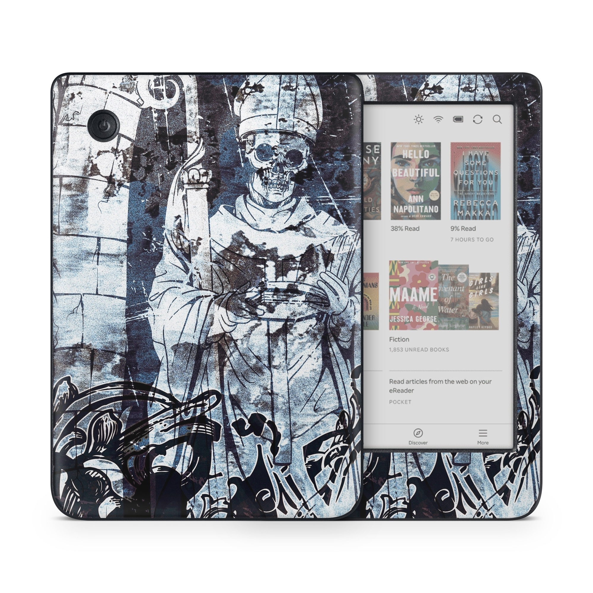 Kobo Clara Colour Skin design of Illustration, Art, Monochrome, Visual arts, Drawing, Black-and-white, Graphic design, Fictional character, Fiction, Sketch, with white, black, blue, gray colors