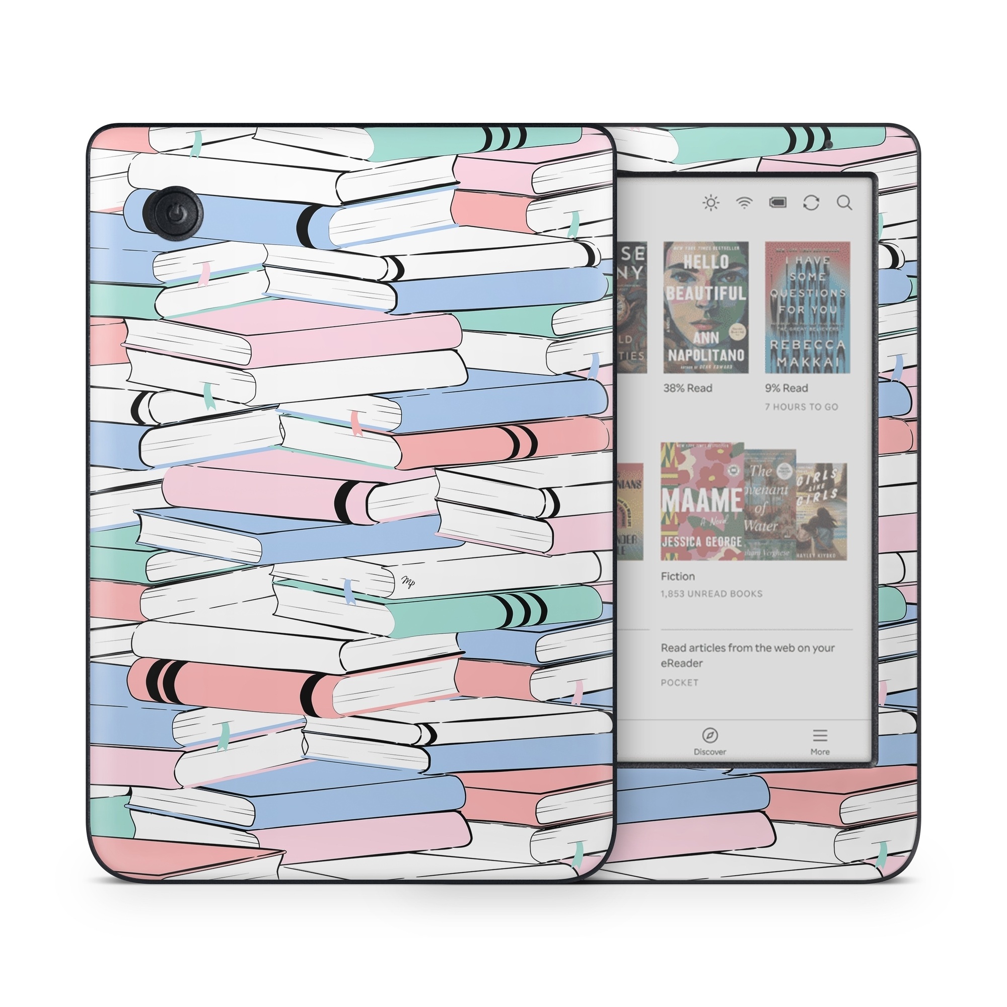 Kobo Clara Colour Skin design of White, Line, Material property, Red, Font, Pattern, Parallel, Carmine, Rectangle, Slope, with white, black, blue, green, pink colors