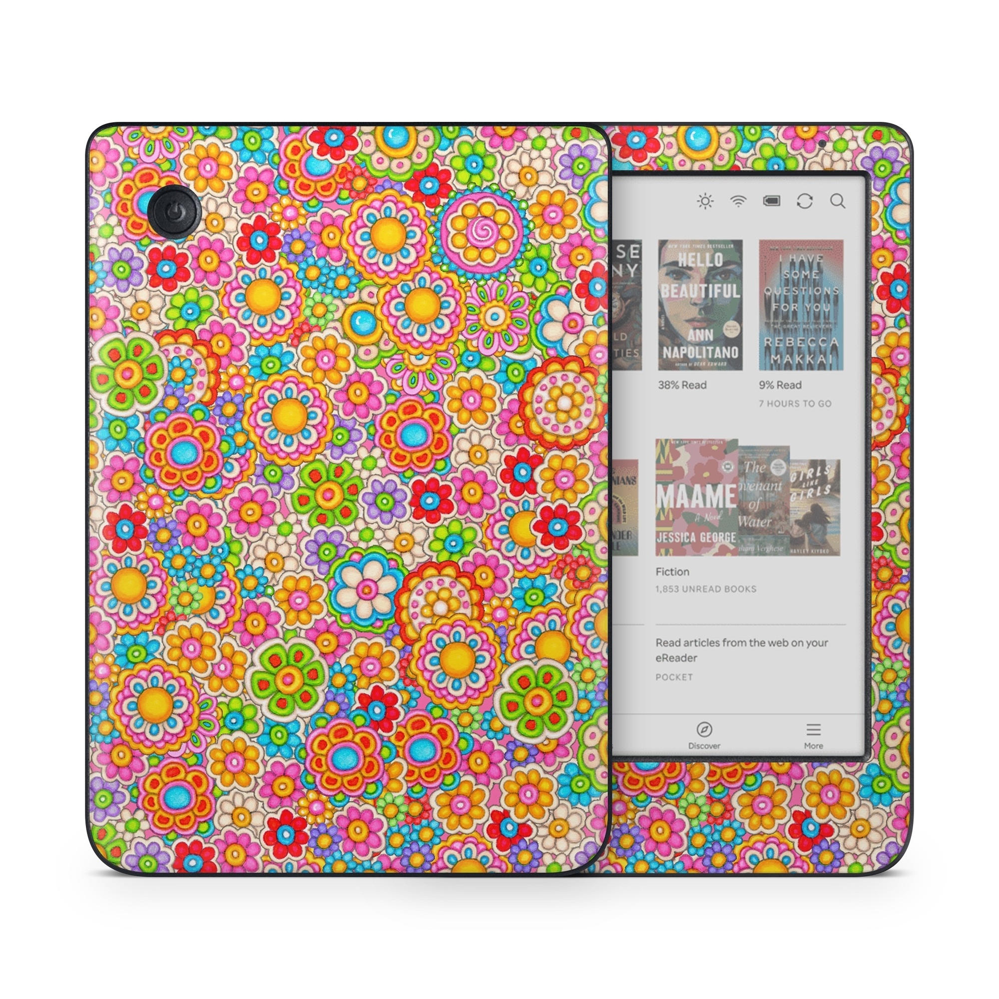 Kobo Clara Colour Skin design of Pattern, Design, Textile, Visual arts, with pink, red, orange, yellow, green, blue, purple colors