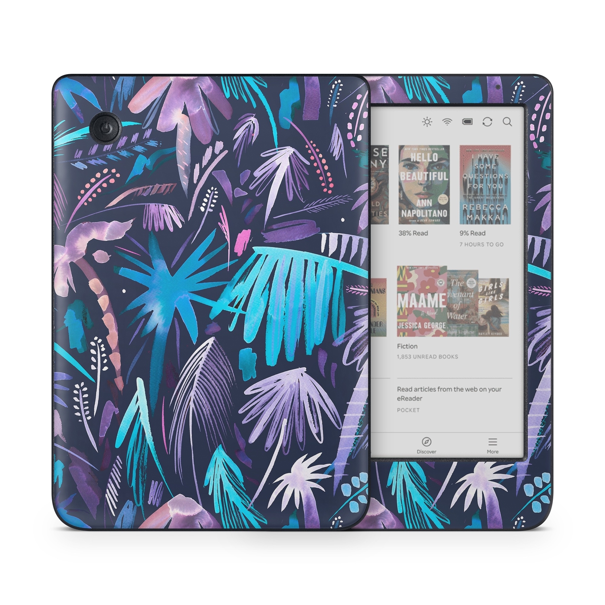 Kobo Clara Colour Skin design of Purple, Blue, Graffiti, Pattern, Psychedelic art, Art, Violet, Lilac, Design, Electric blue, with blue, purple, black, white, pink colors