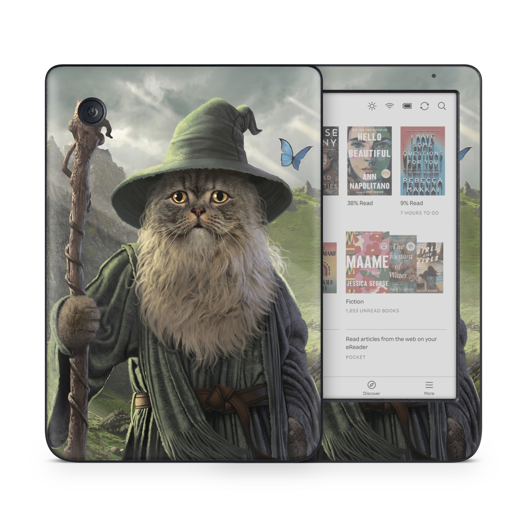 Kobo Clara Colour Skin design of Beard, Facial hair, Illustration, Mythology, Magician, Fictional character, Cg artwork, Games, Art, with green, gray, brown, blue, green, white, yellow, black colors