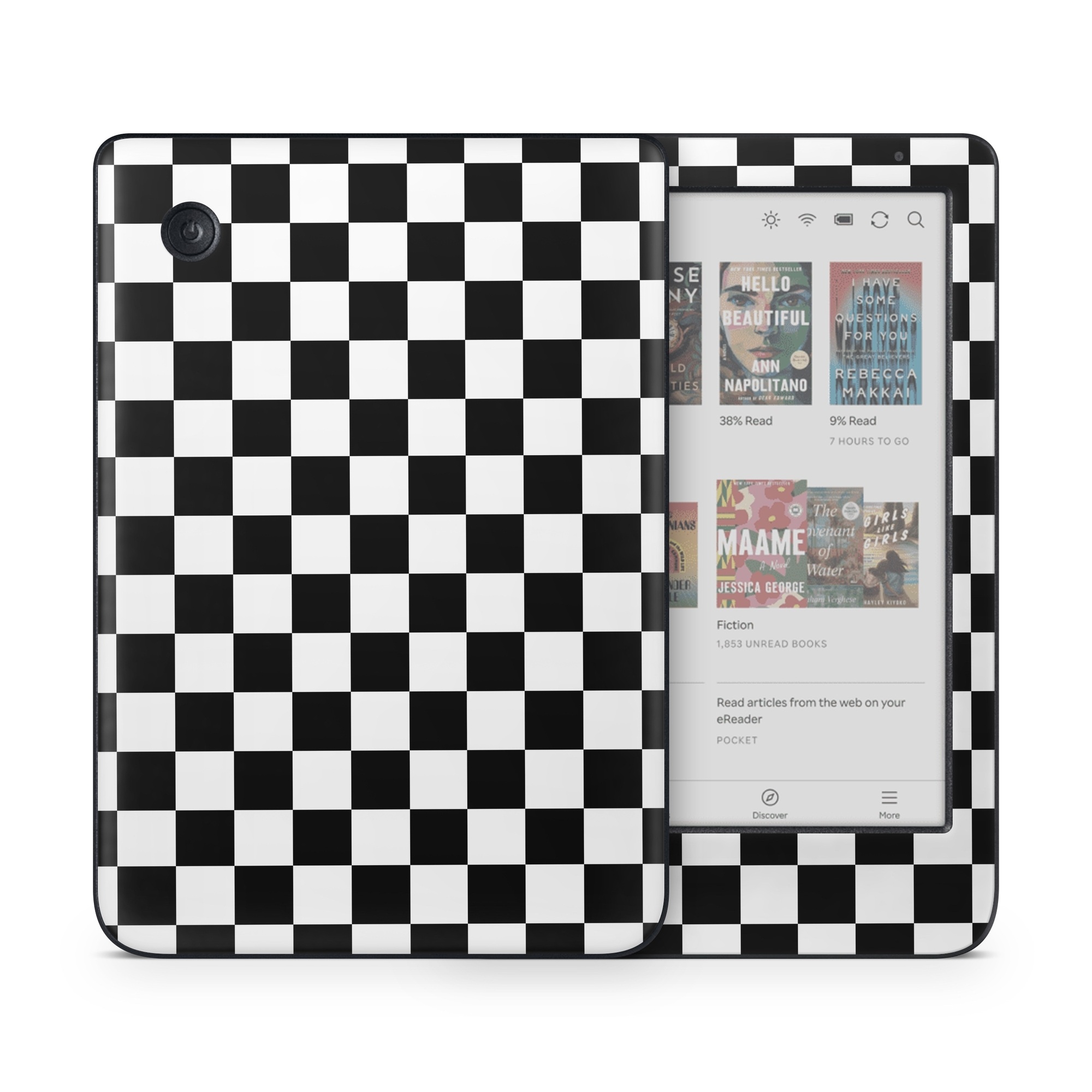 Kobo Clara Colour Skin design of Black, Photograph, Games, Pattern, Indoor games and sports, Black-and-white, Line, Design, Recreation, Square, with black, white colors