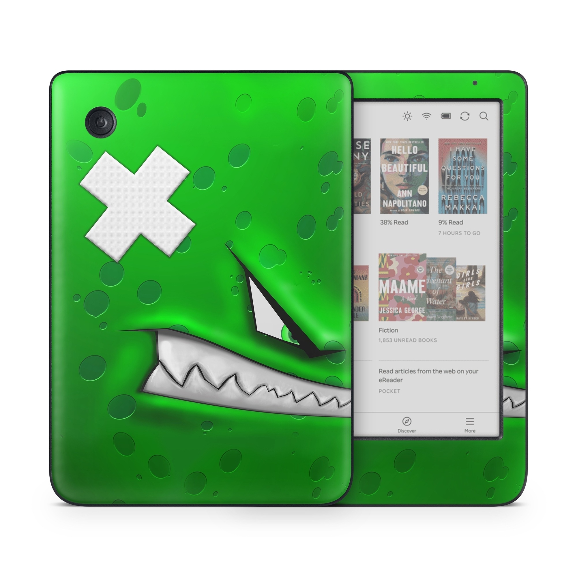 Kobo Clara Colour Skin design of Green, Font, Animation, Logo, Graphics, Games, with green, white colors