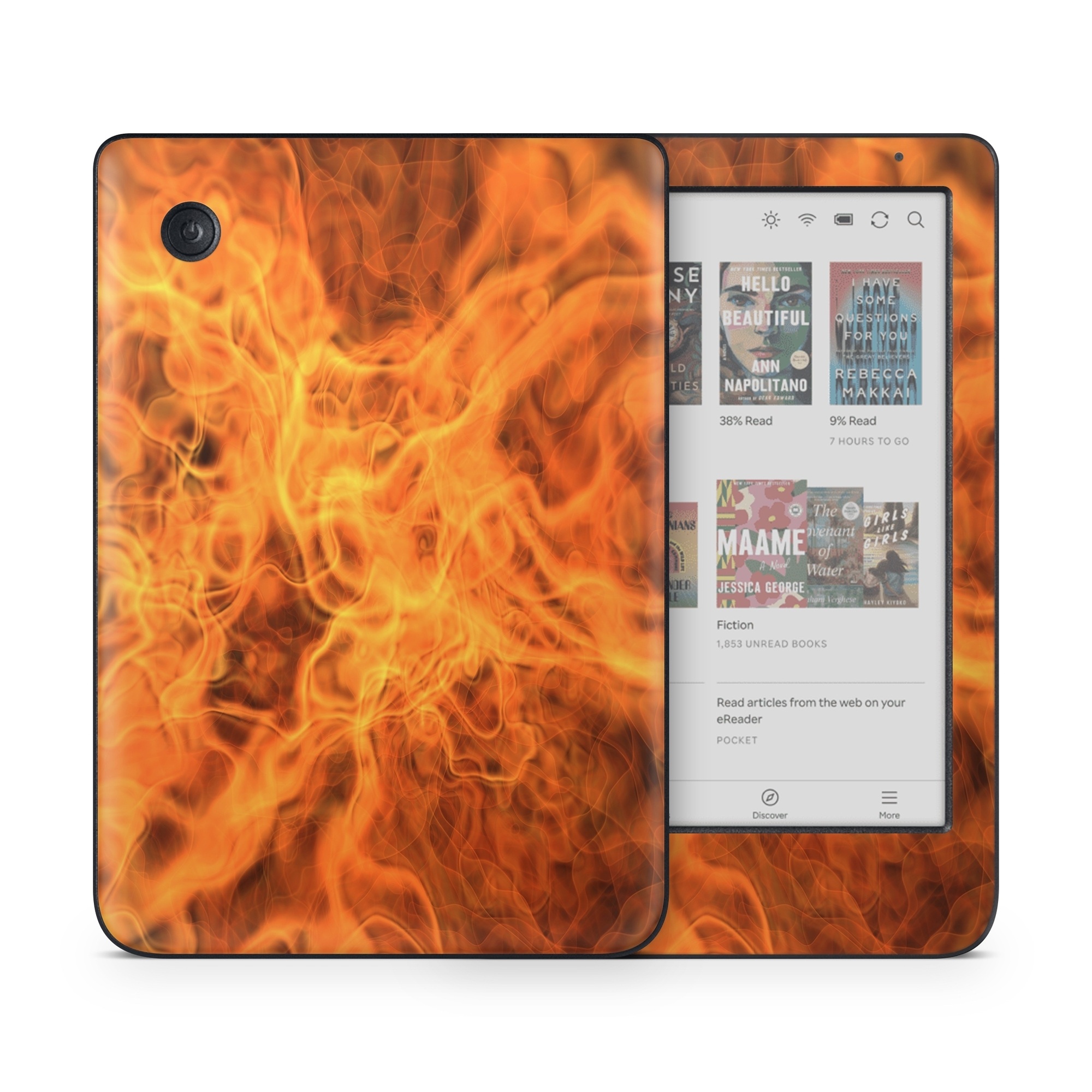 Kobo Clara Colour Skin design of Flame, Fire, Heat, Orange, with red, orange, black colors