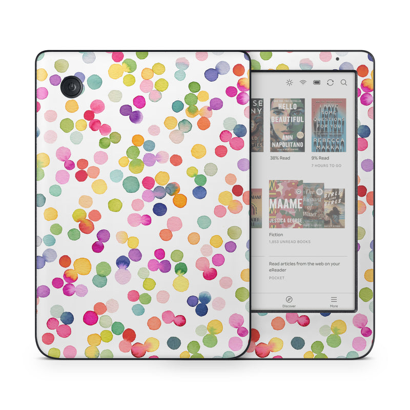 Kobo Clara Colour Skin design of Pink, Orange, Graphics, Wrapping Paper, Graphic design, Mixture, with white, pink, red, orange, yellow, blue, green, purple colors